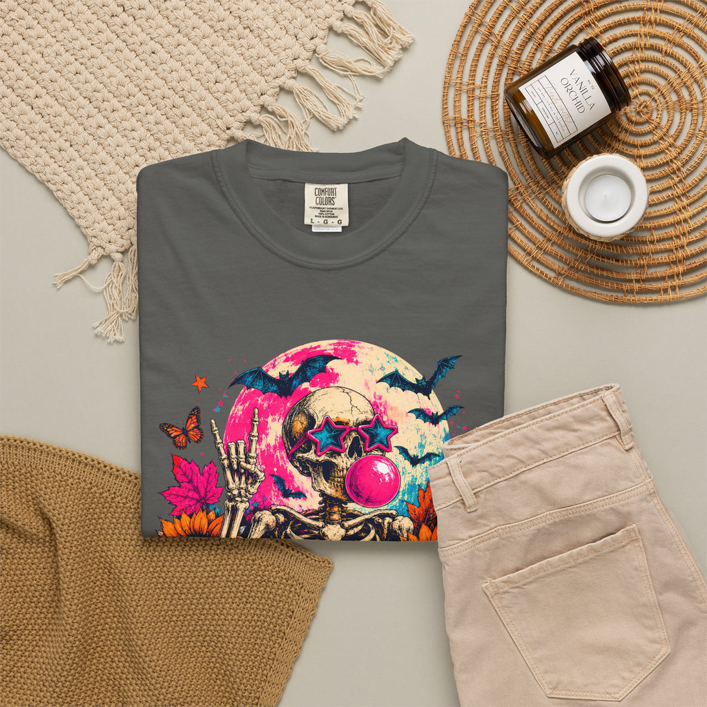 Spooky Season Skull T Shirt Colorful Halloween Skeleton Graphic Tee