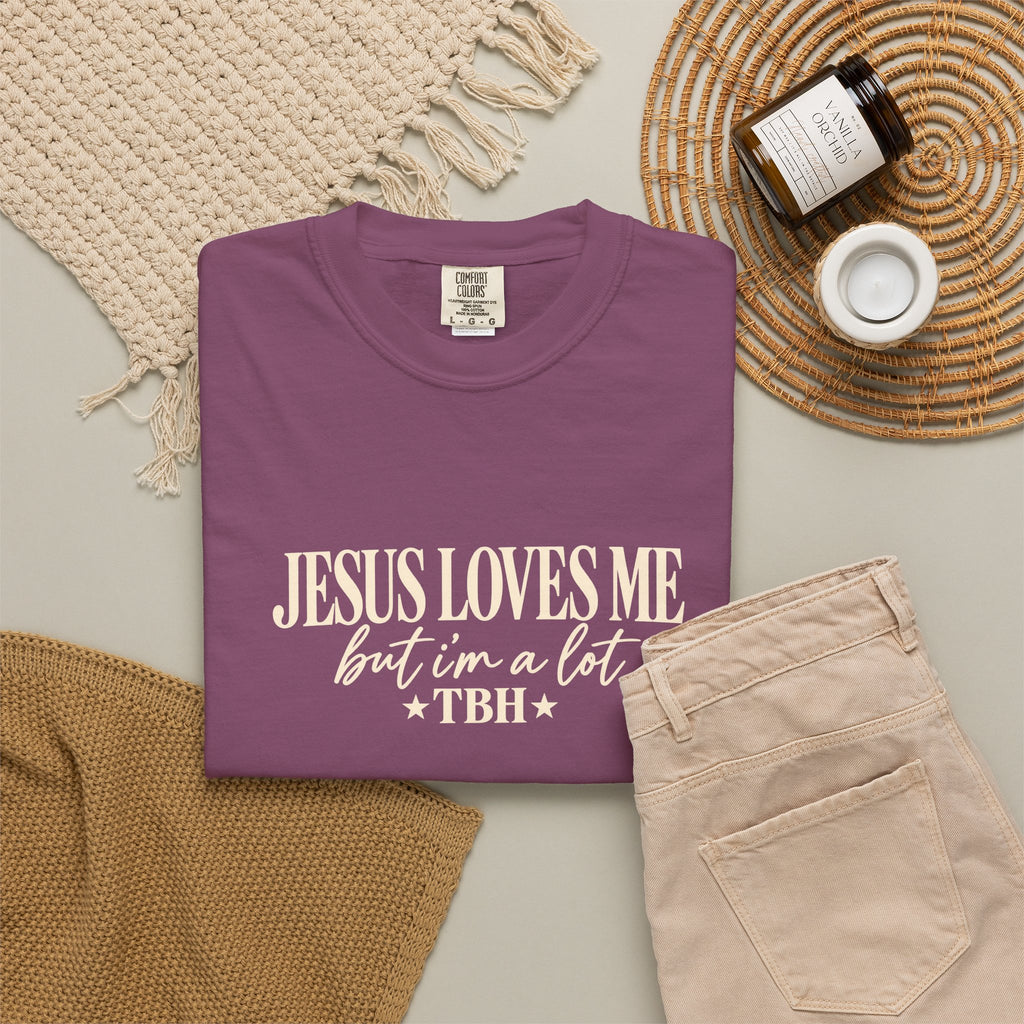 Christian Graphic T Shirt Jesus Loves Me but Im a Lit TBH