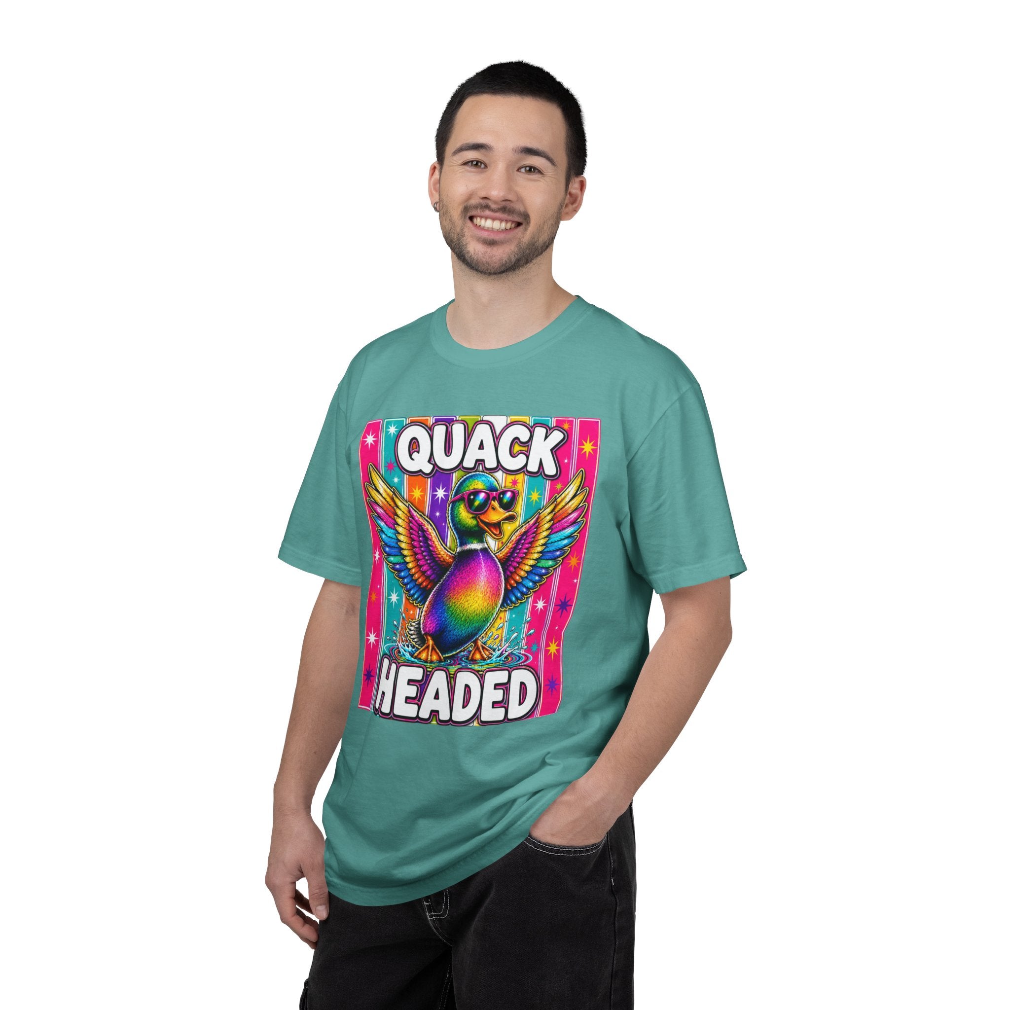 Quack Headed Duck T Shirt Vibrant Retro Rainbow Duck Graphic Tee