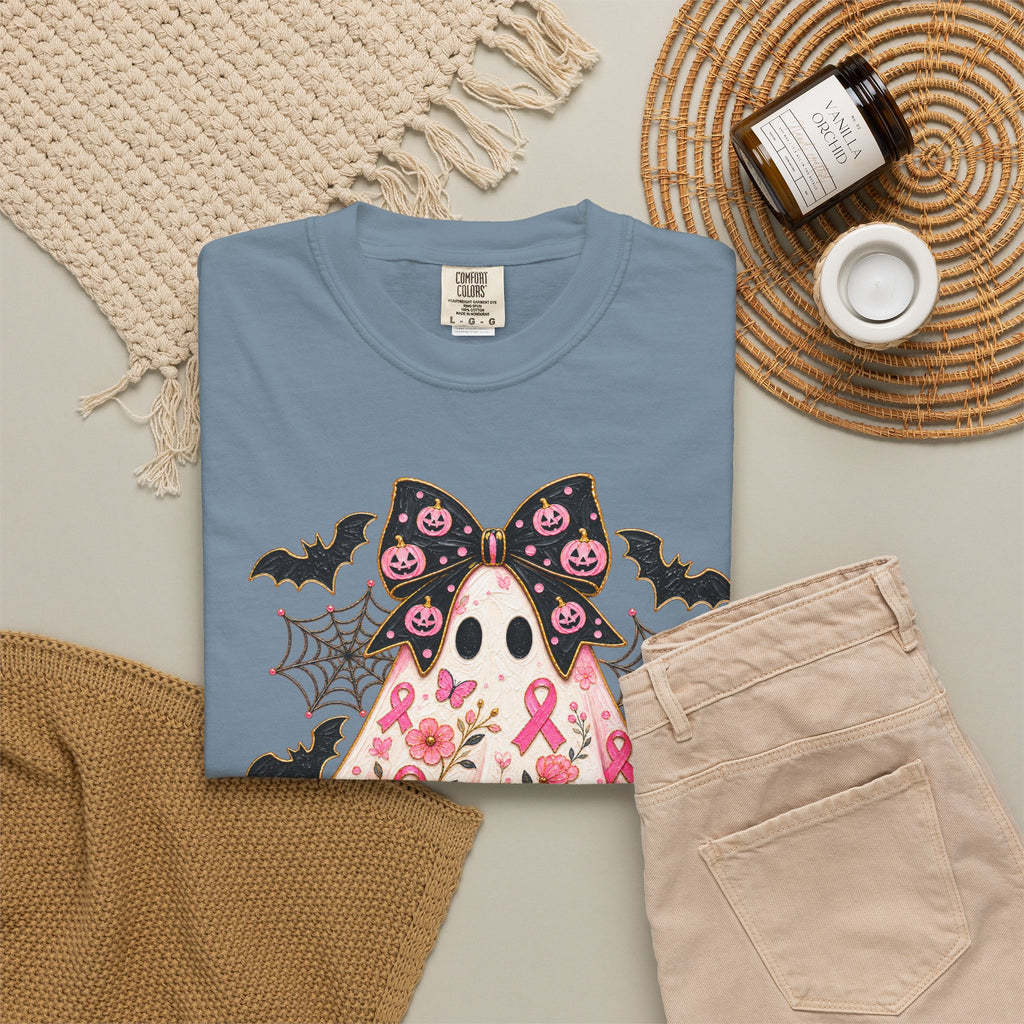 Pink Ribbon Ghost T shirt | Halloween Breast Cancer Awareness