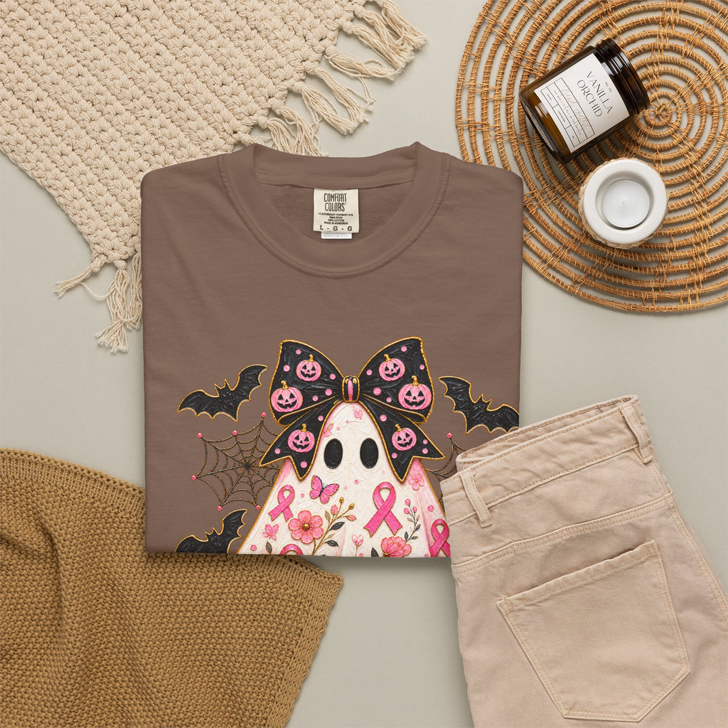 Pink Ribbon Ghost T shirt | Halloween Breast Cancer Awareness