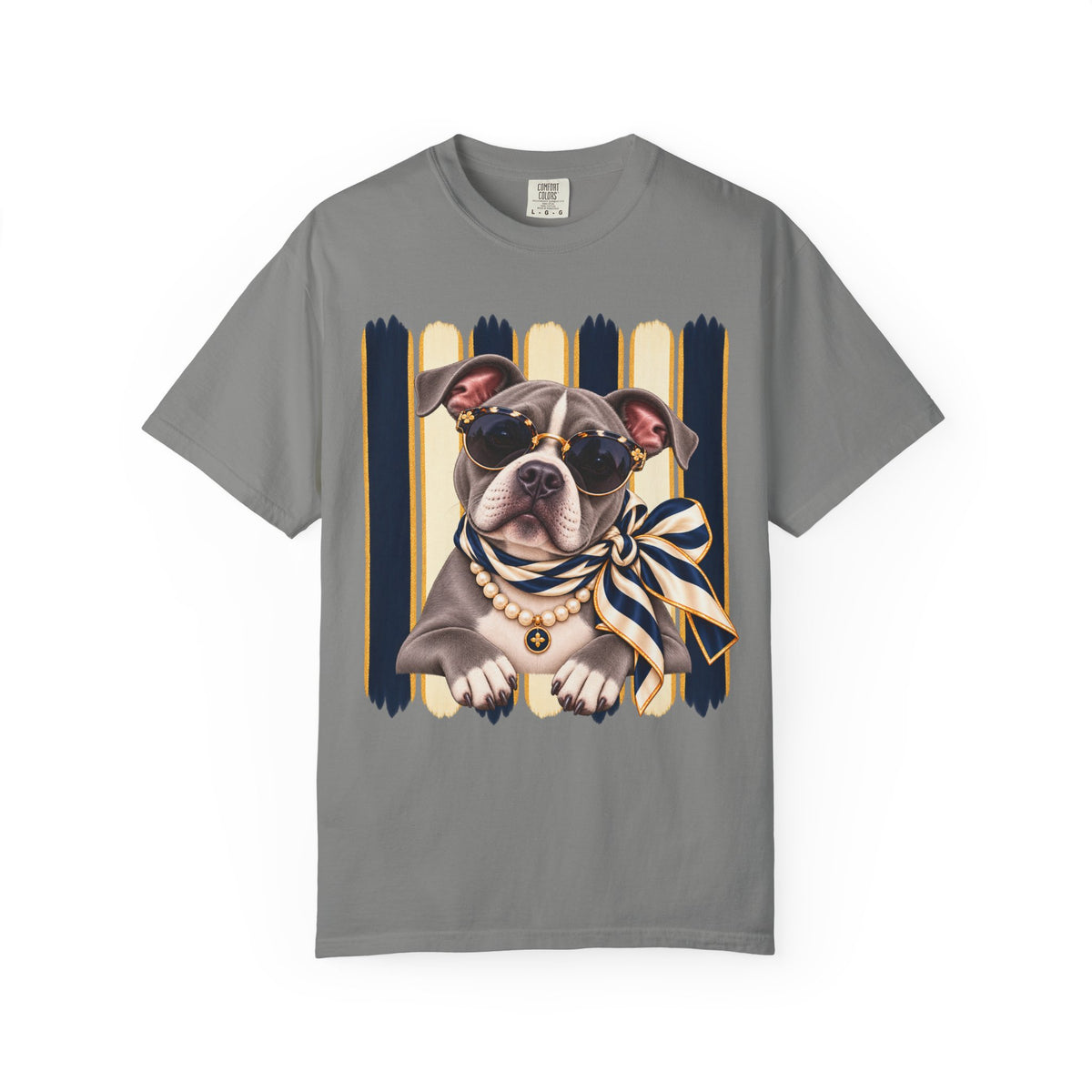 Pitbull Mom Shirt, Blue Gray Pit Bull Comfort Colors Tee, Chic Dog Lover Gift, Boutique Pet Graphic T-Shirt, Artsy Pet Lovers Collection
