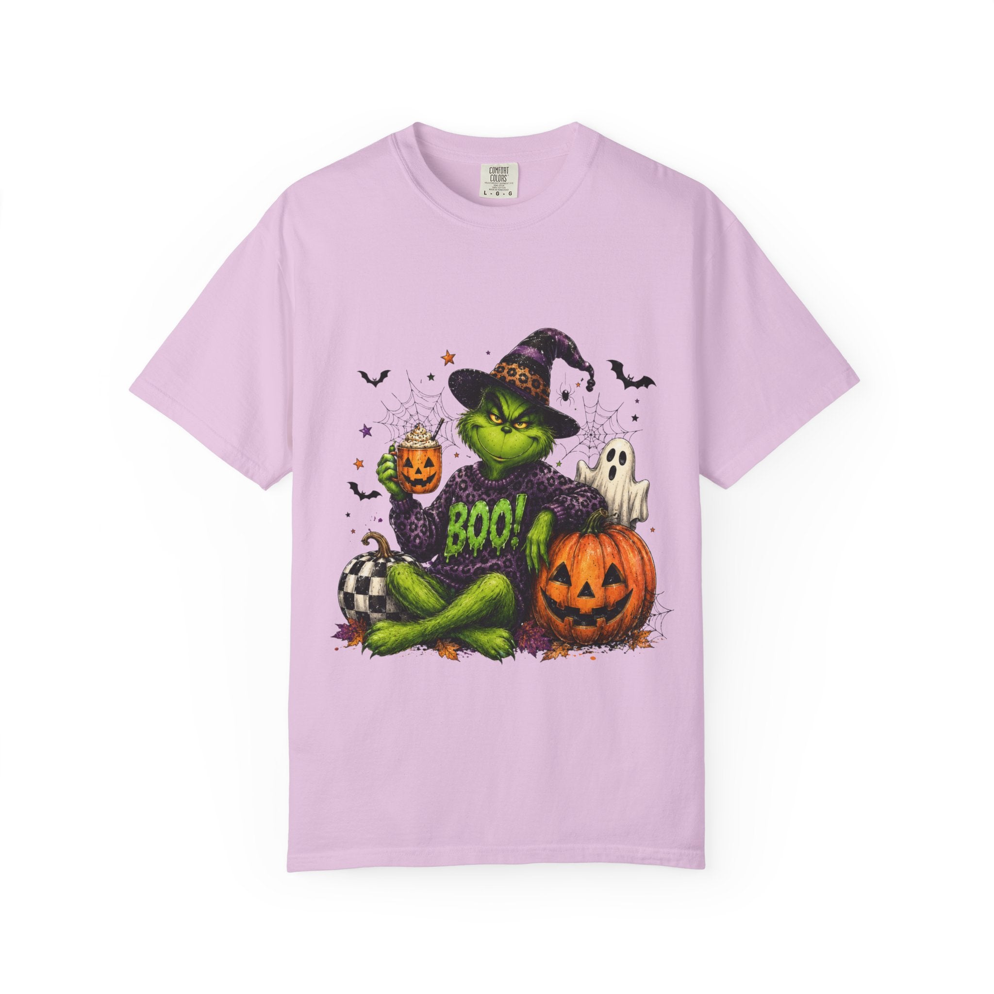 Halloween Grinch T Shirt BOO Witch Hat Pumpkin Graphic Tee