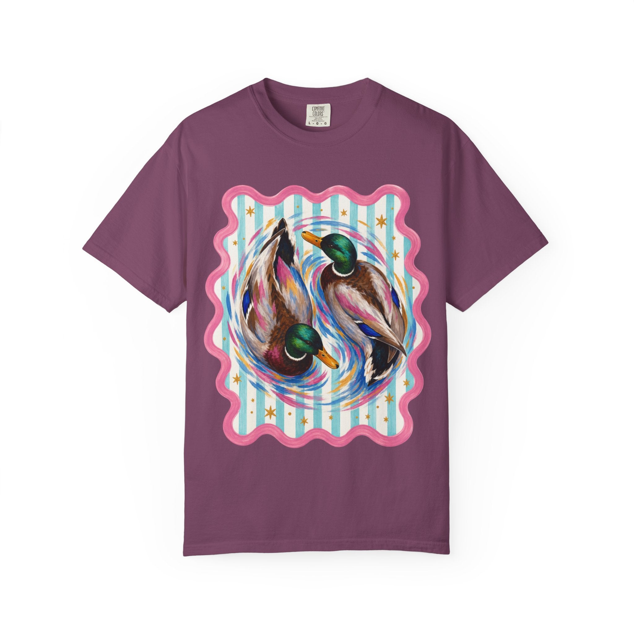 Mallard Duck Art T Shirt Colorful Paired Ducks Graphic Tee