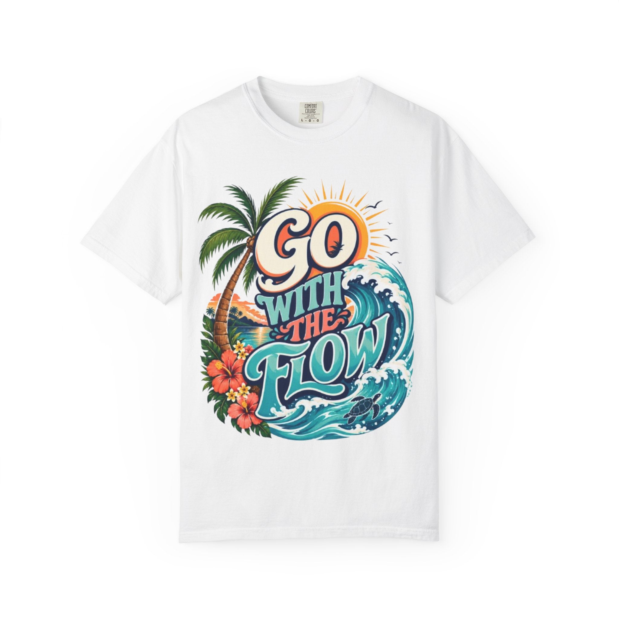 Go With The Flow T-Shirt Tropical Surf Graphic Tee