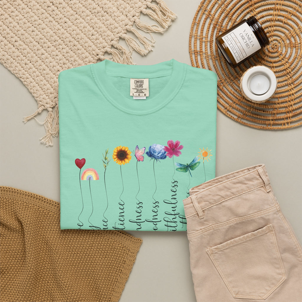 Fruit of the Spirit Floral Tee shirt | Galatians 5:22 Scripture Tee