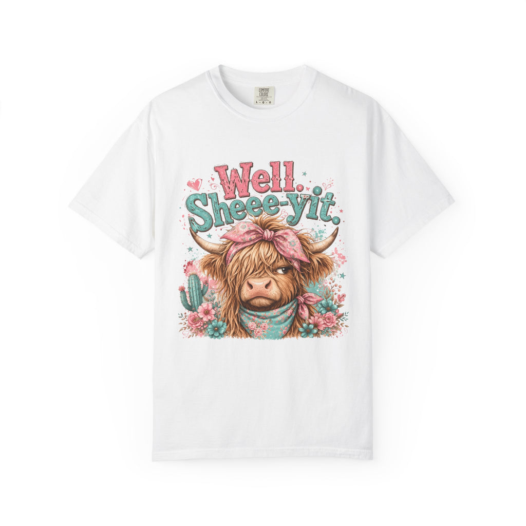 T-Shirt Well Sheey it Cute Highland Cow Graphic Tee