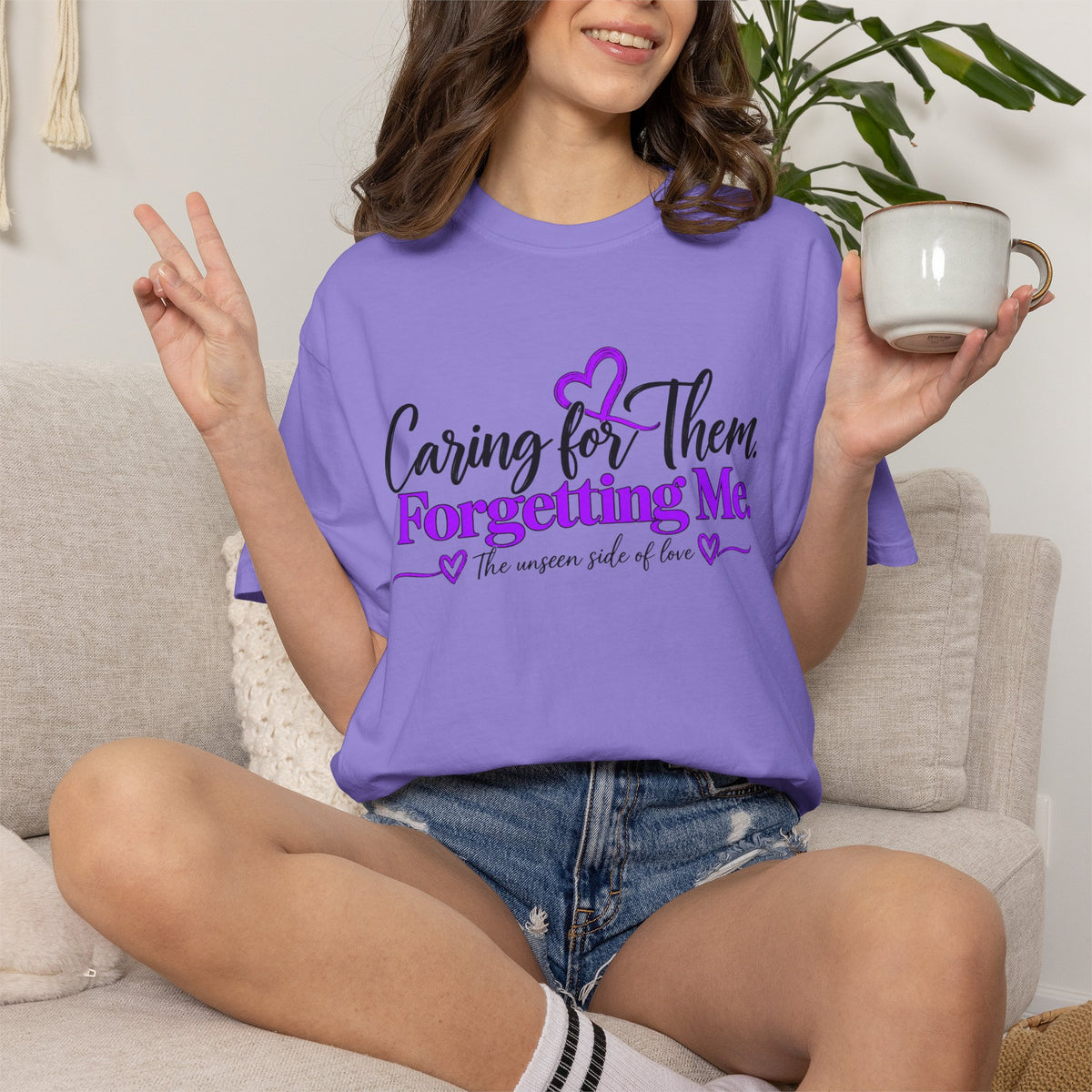 Caring for Them Forgetting Me T shirt | Alzheimer Awareness Purple Ribbon