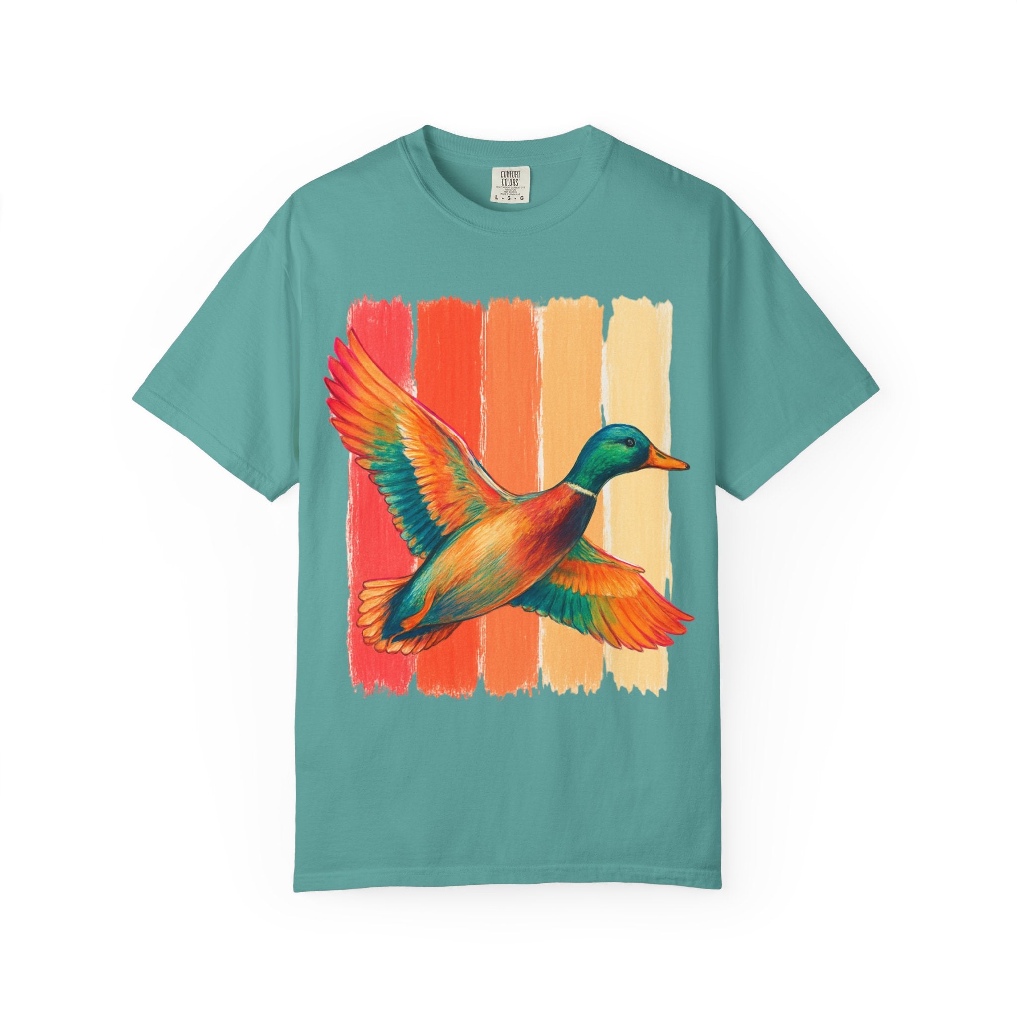 Mallard Duck Graphic T Shirt Vintage Sunset Stripes