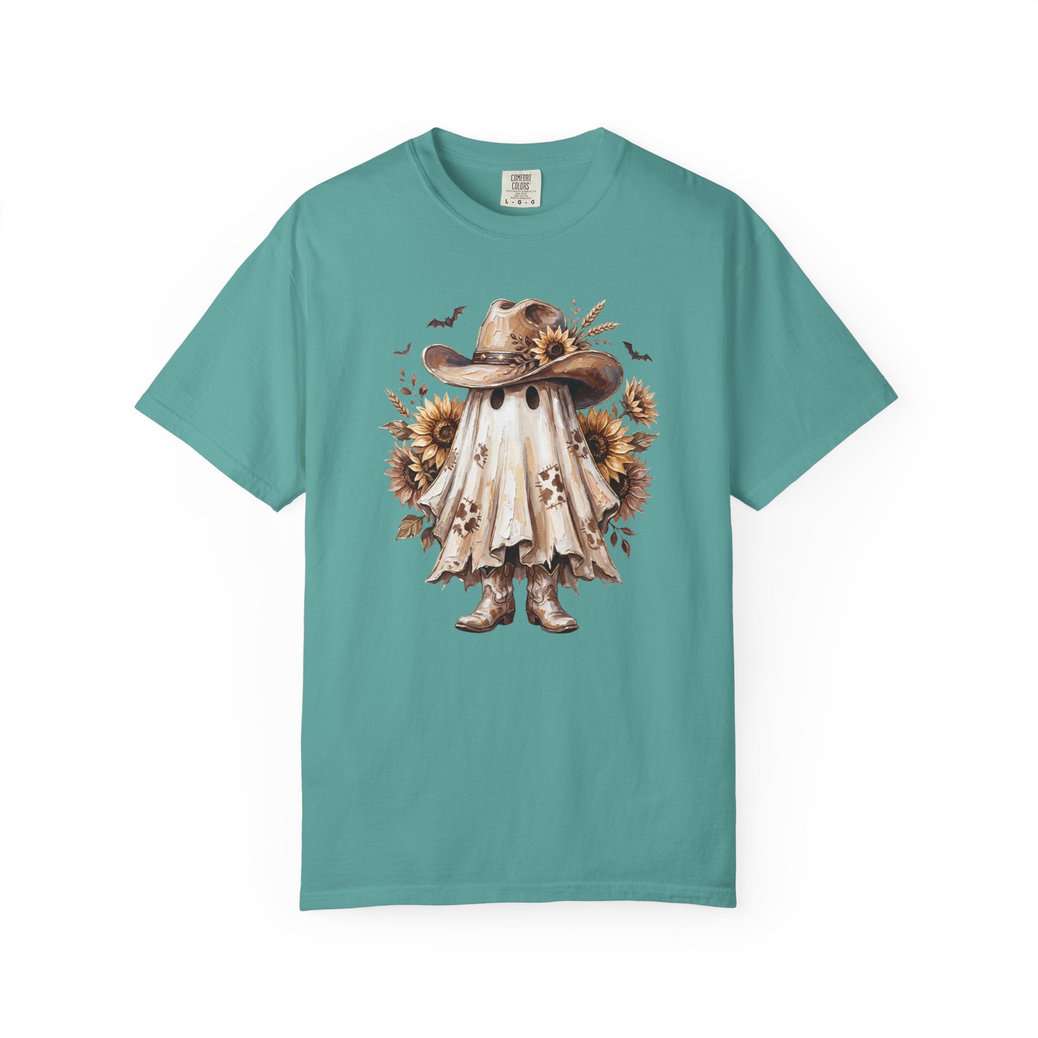 Ghost Cowboy T Shirt Cute Sunflower Halloween Tee