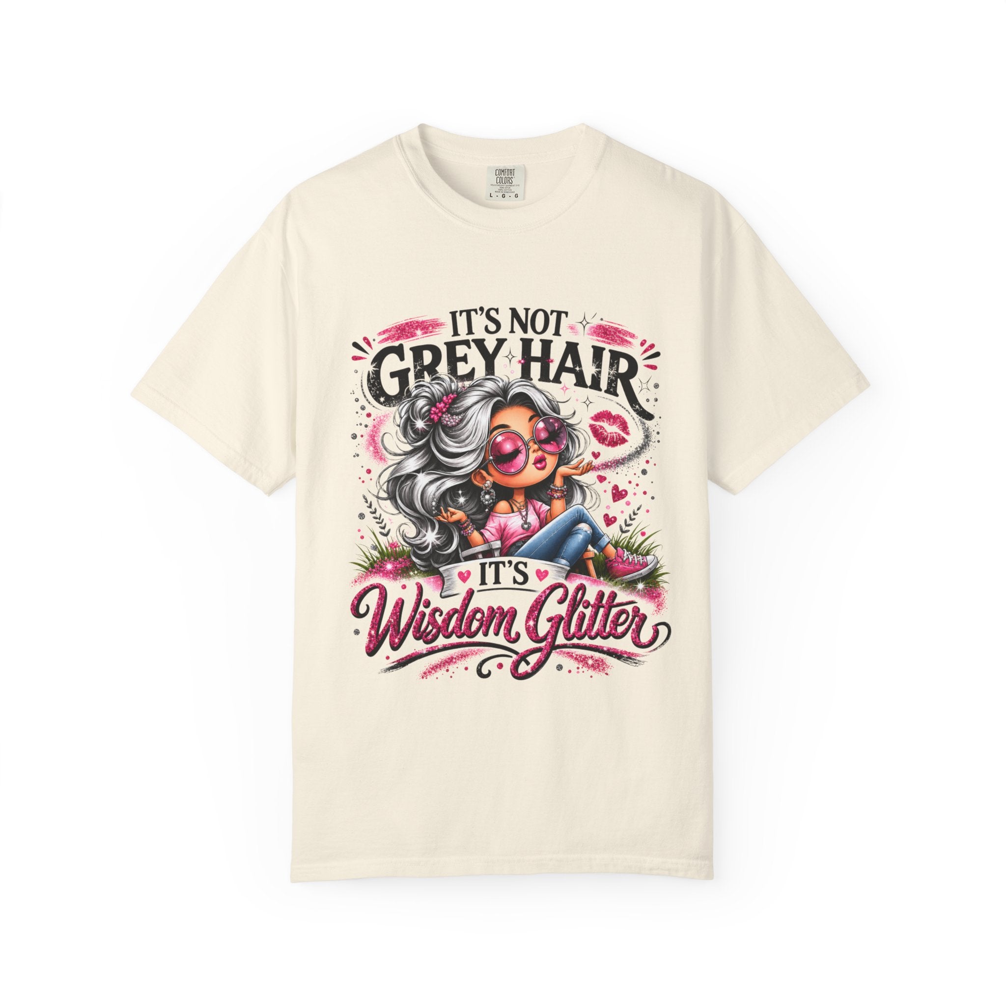 T-Shirt Its Not Grey Hair Its Wisdom Glitter Graphic Tee