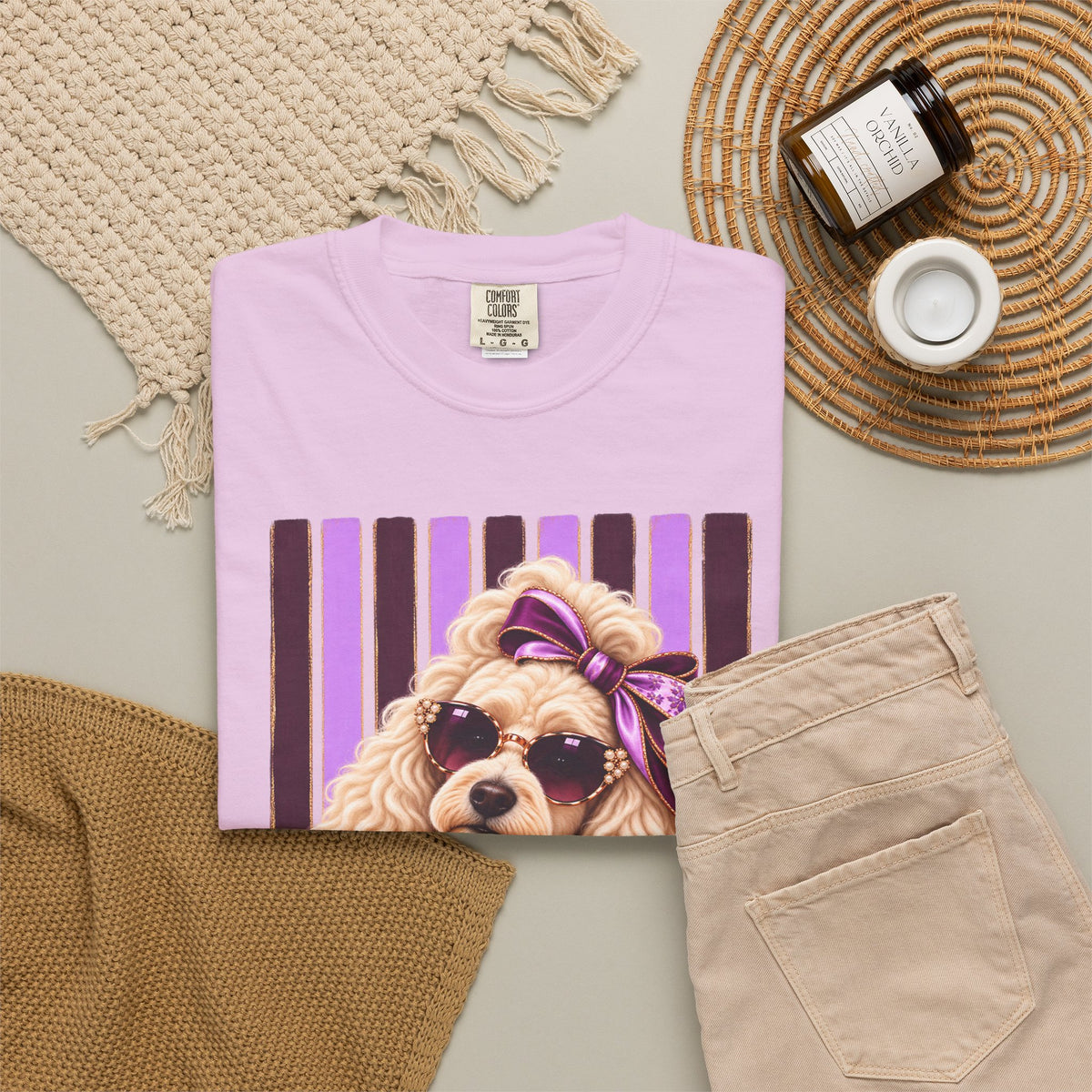 Sassy Poodle Shirt, Comfort Colors Poodle Tee, Coquette Dog Mom Gift, Pink Lavender Dog Lover T-Shirt, Boutique Pet Lover Gift