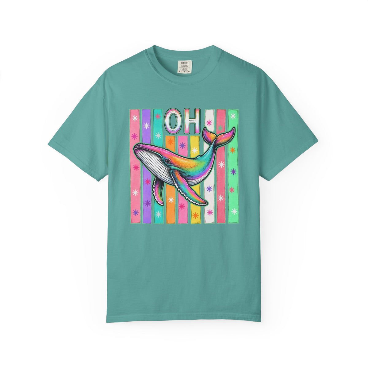 Oh Rainbow Whale T Shirt Retro Striped Graphic Tee