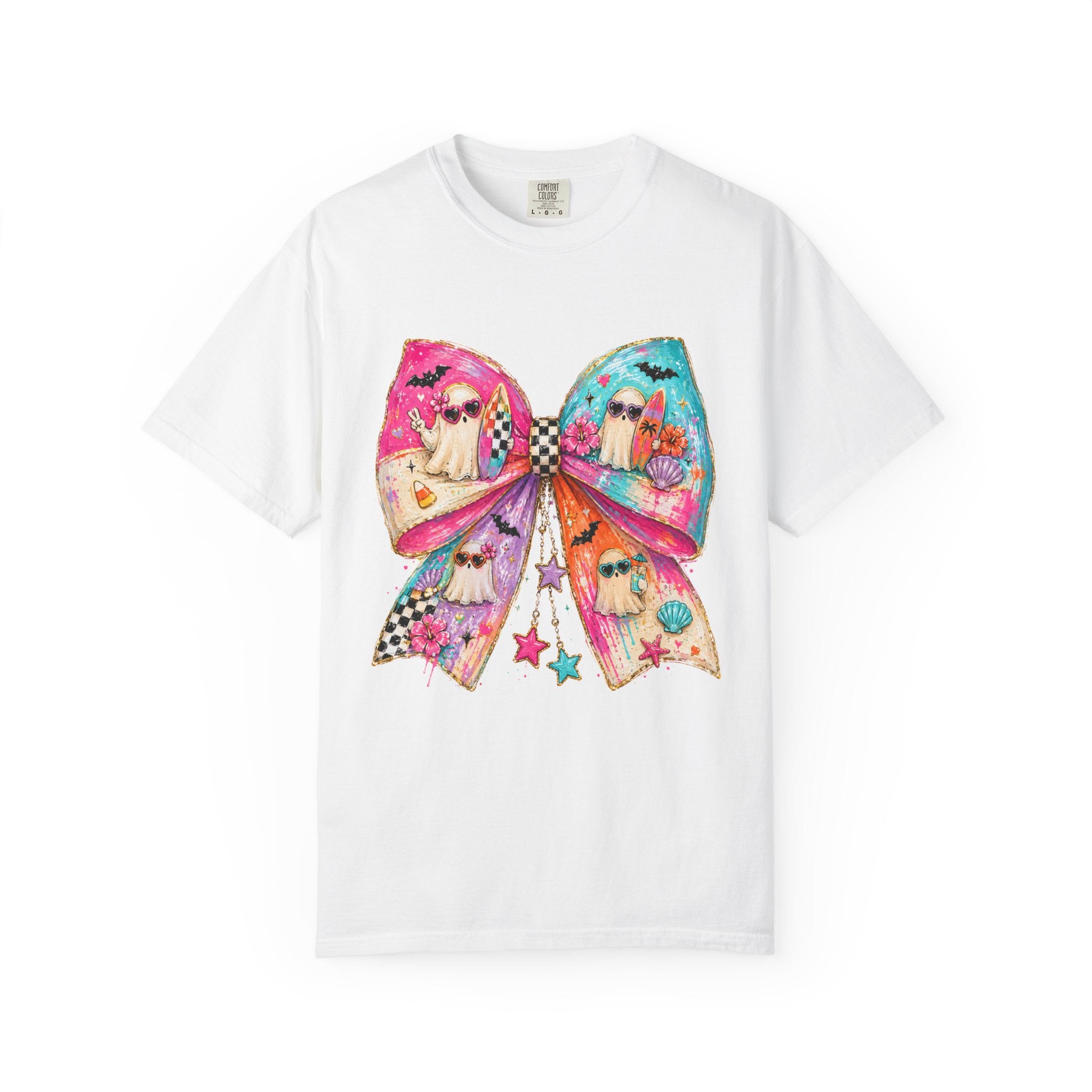 Colorful Bow Graphic T Shirt Cute Rainbow Bow Design