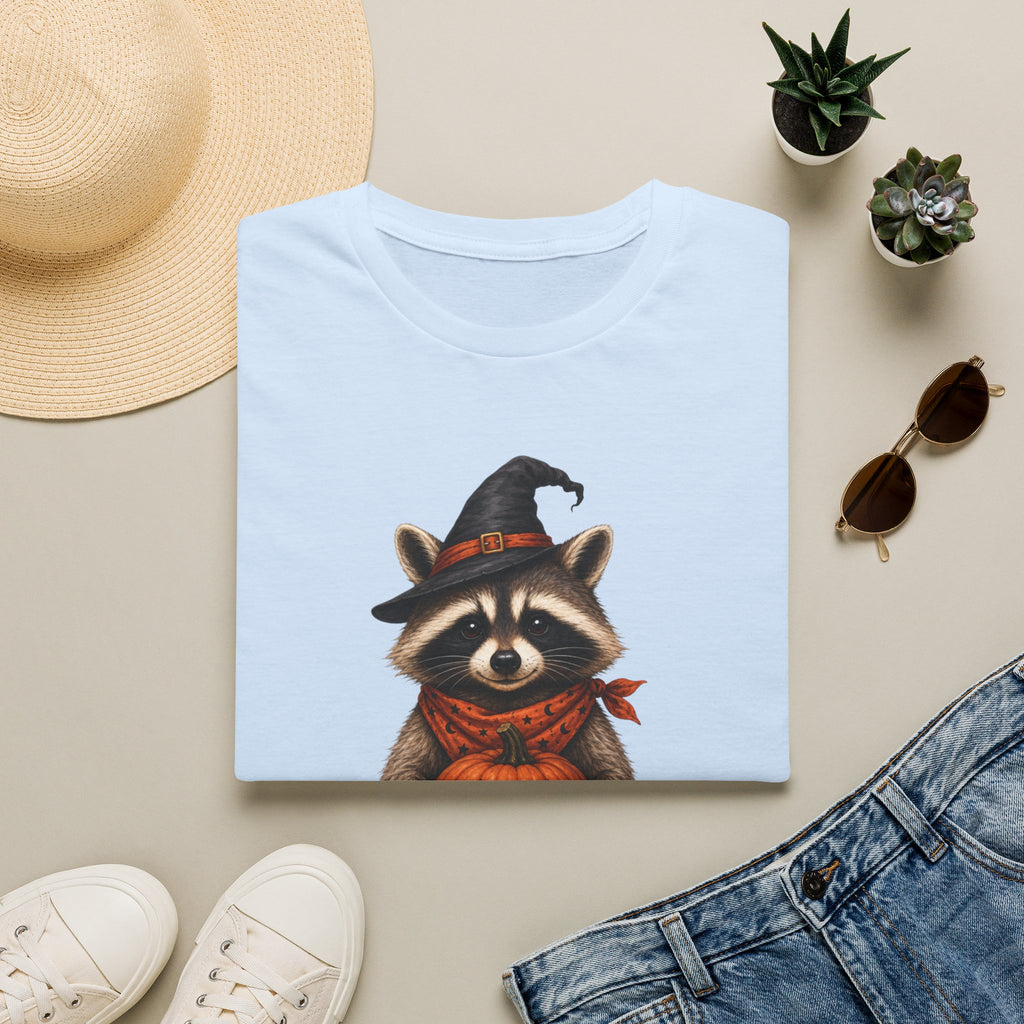 Raccoon Witch Halloween T Shirt Cute Pumpkin Trick-or-Treat Tee