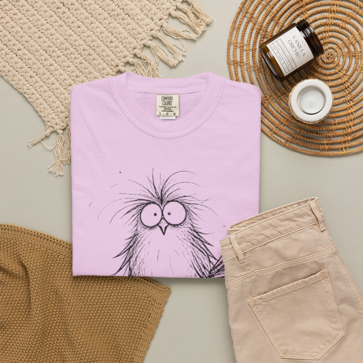 Feral Mom Energy Tee Shirt Cute Fluffy Bird Graphic Tee