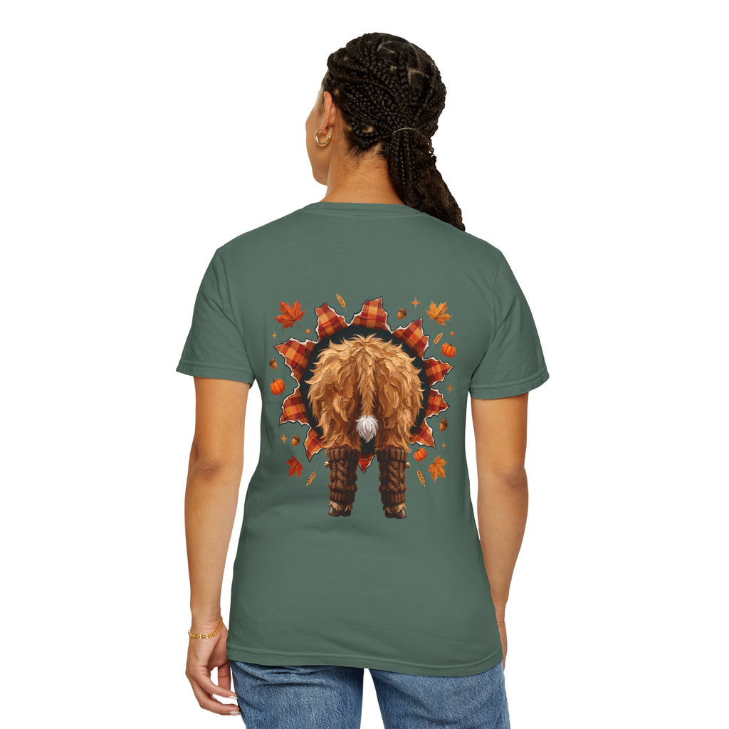 Highland Cow Autumn Tee Shirt Cute Fall Plaid Calf Design