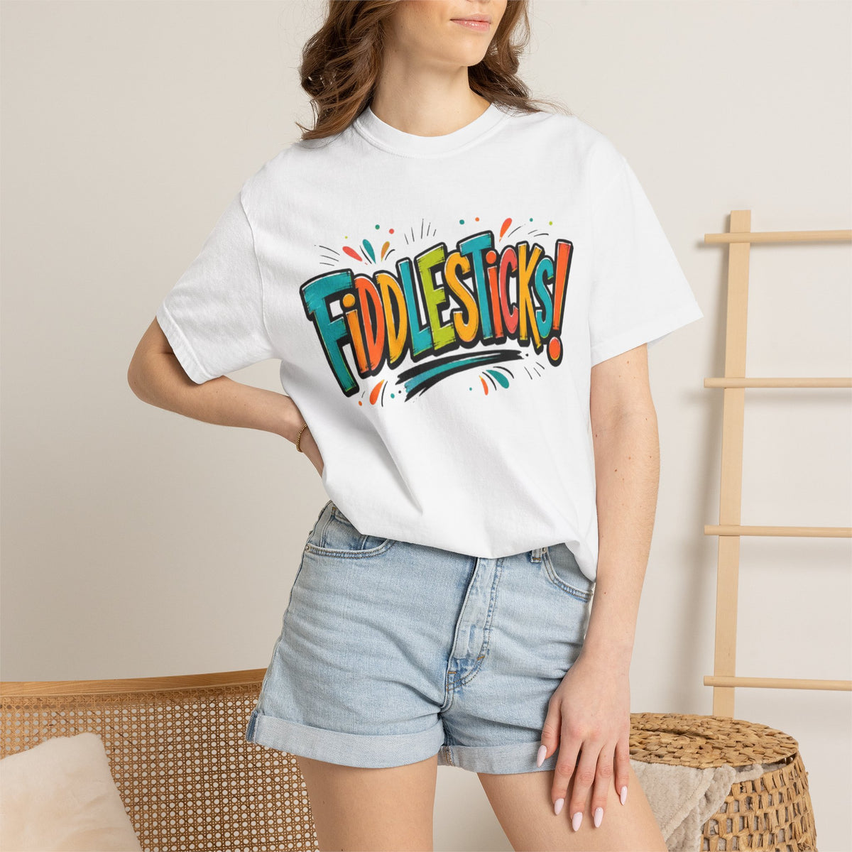 Fiddlesticks Graphic T Shirt Retro Colorful Fun Tee
