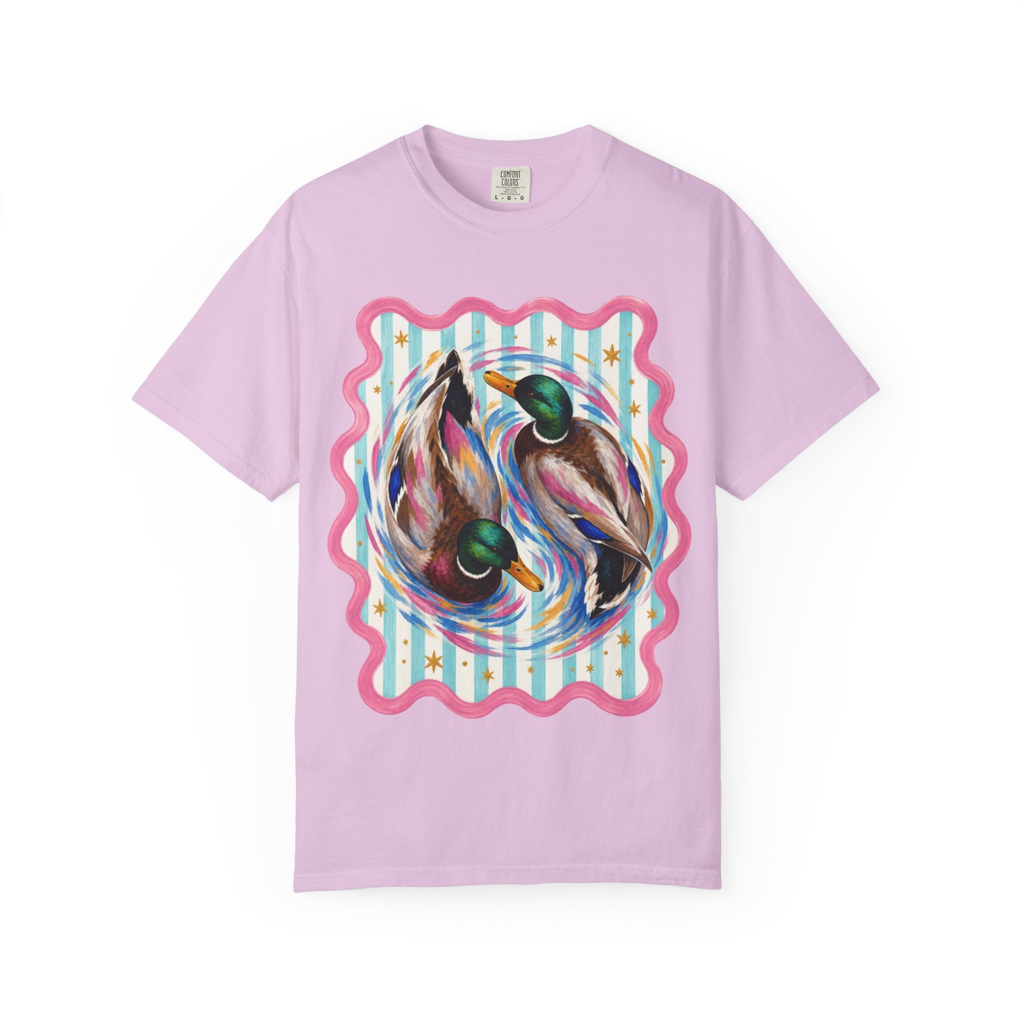 Mallard Duck Art T Shirt Colorful Paired Ducks Graphic Tee