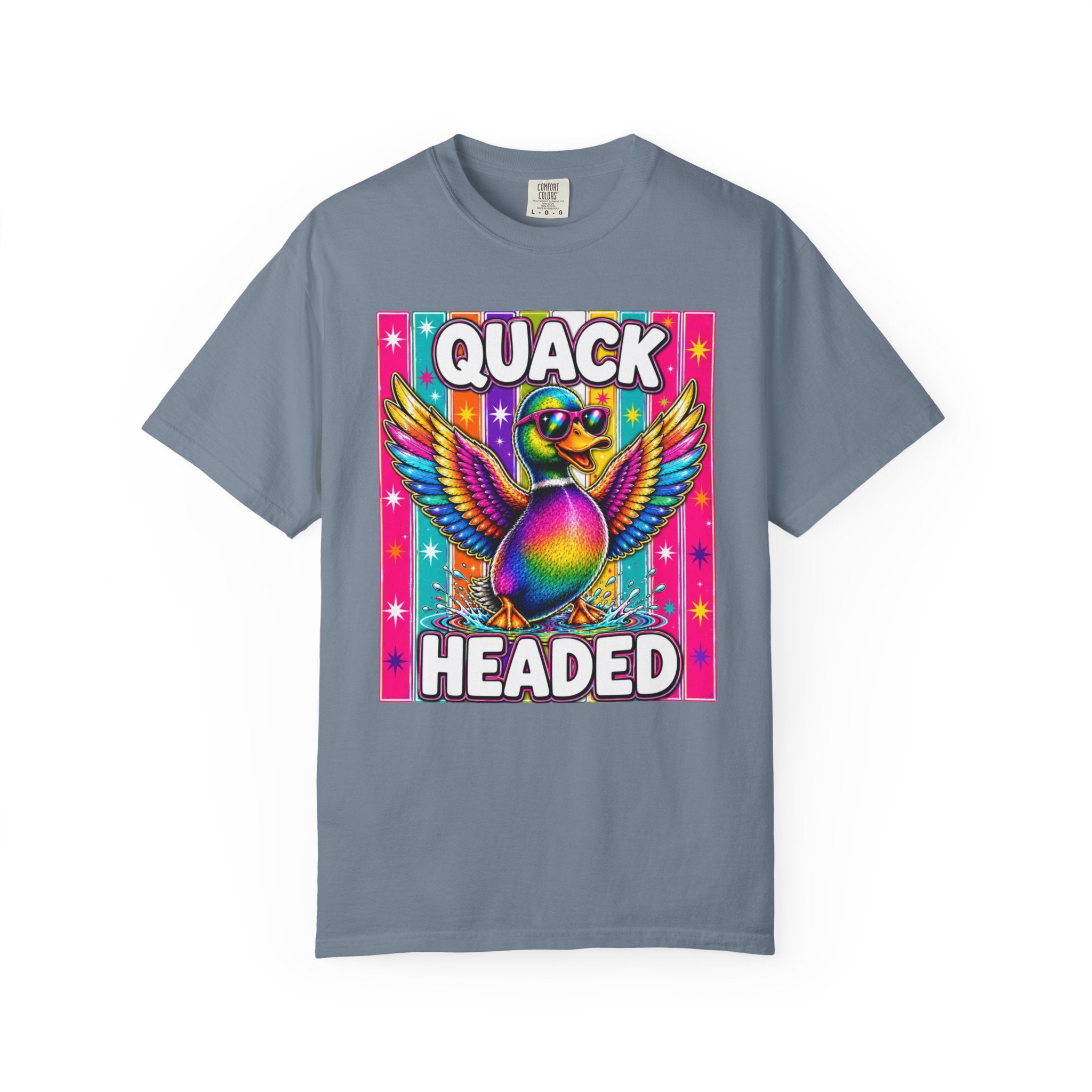 Quack Headed Duck T Shirt Vibrant Retro Rainbow Duck Graphic Tee