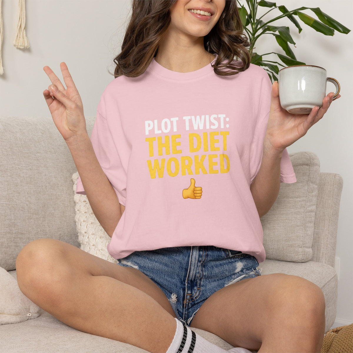 T Shirt The Diet Worked Funny Thumbs-Up Graphic Tee