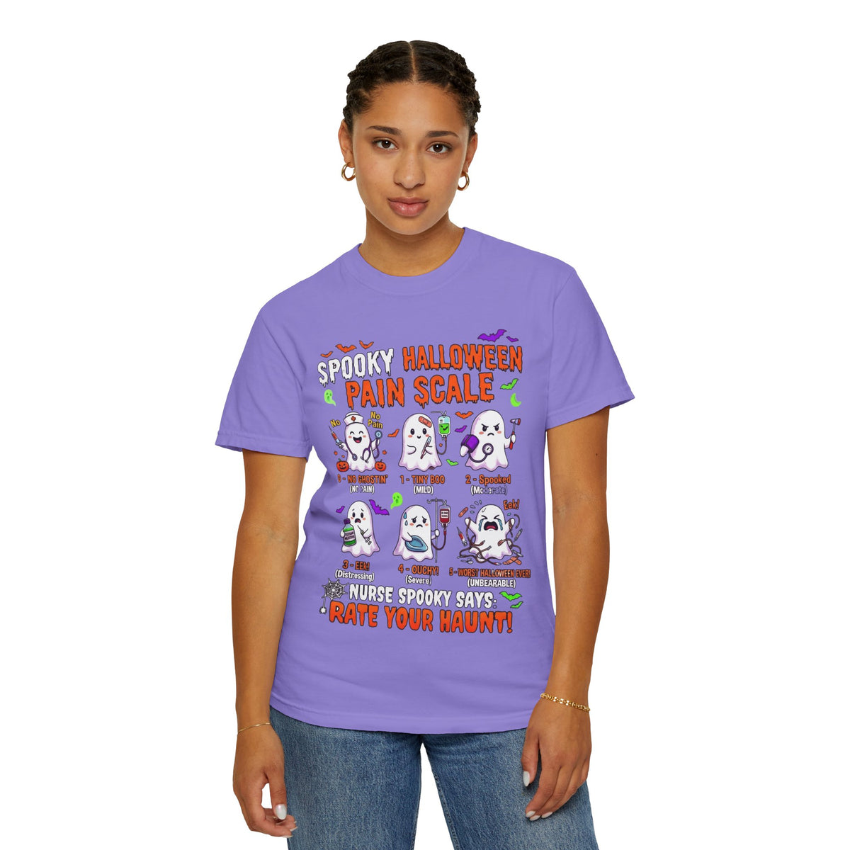 Halloween Ghost Pain Scale T-Shirt Spooky Halloween Pain Scale Nurse Funny Tee