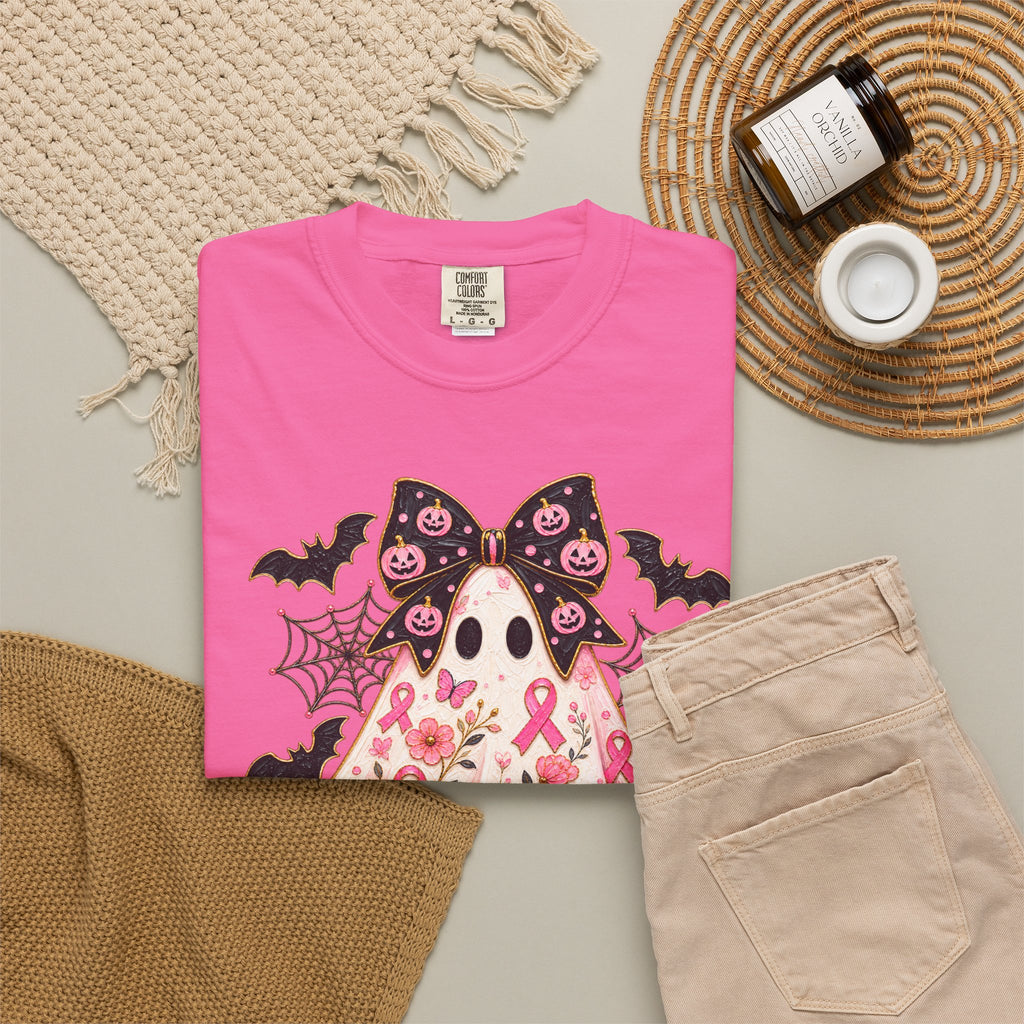 Pink Ribbon Ghost T shirt | Halloween Breast Cancer Awareness