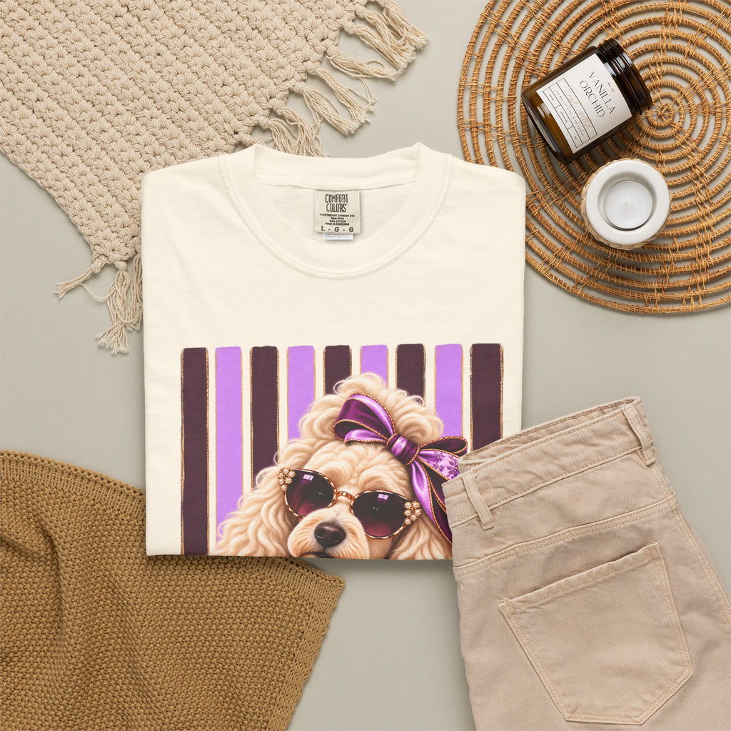Sassy Poodle Shirt, Comfort Colors Poodle Tee, Coquette Dog Mom Gift, Pink Lavender Dog Lover T-Shirt, Boutique Pet Lover Gift