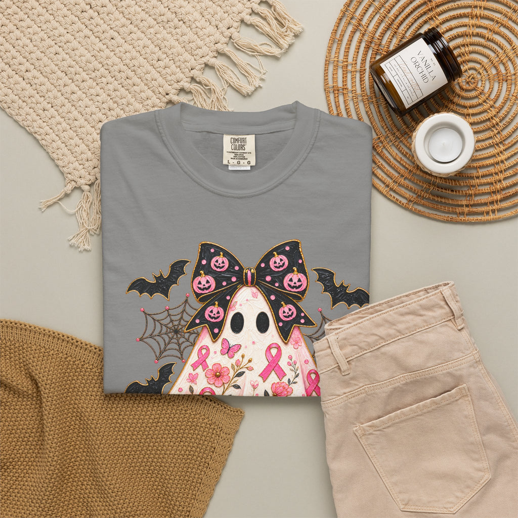 Pink Ribbon Ghost T shirt | Halloween Breast Cancer Awareness