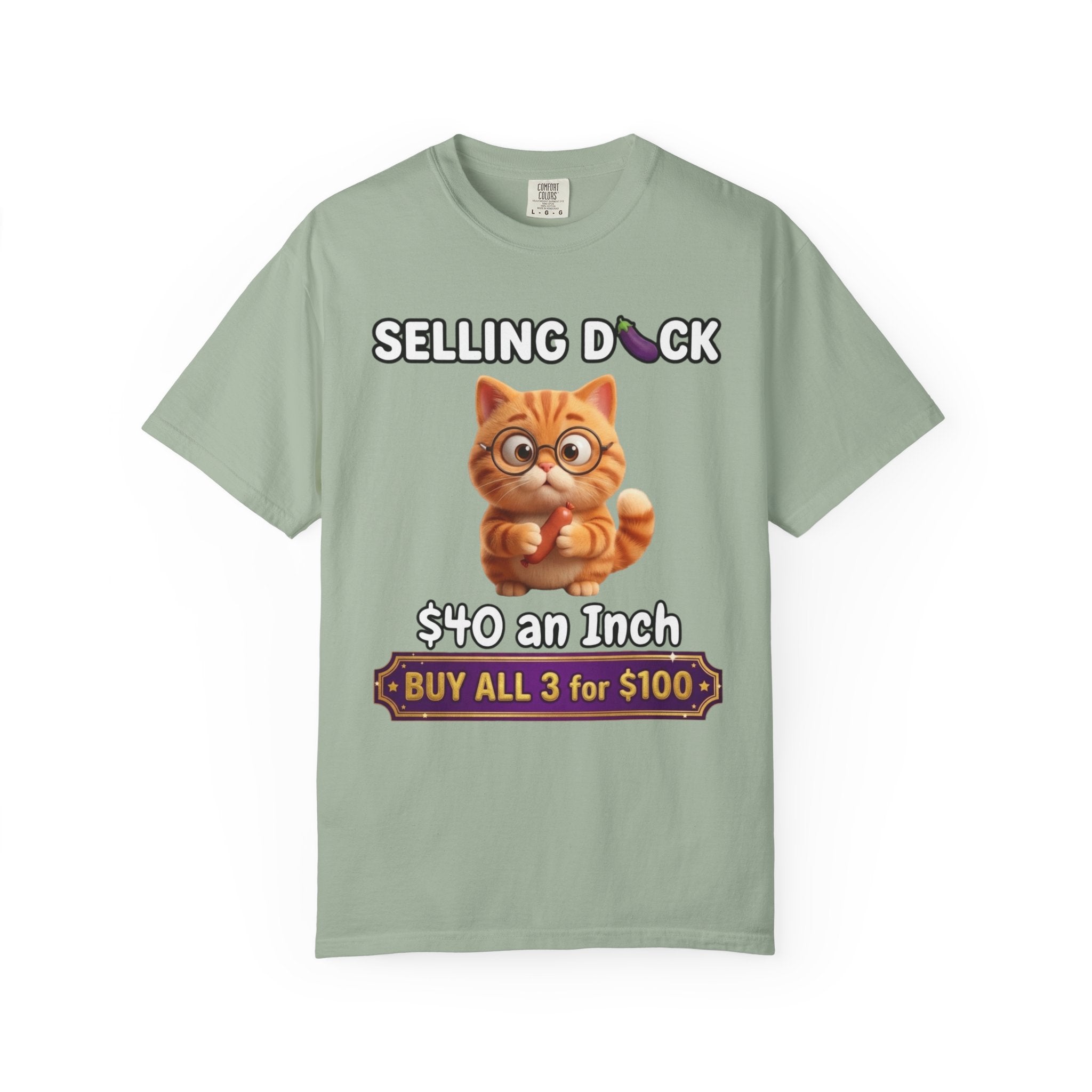 Funny Cat Graphic T-Shirt  Selling D ck Novelty Tee with Cute Kitten 40 an Inch Slogan
