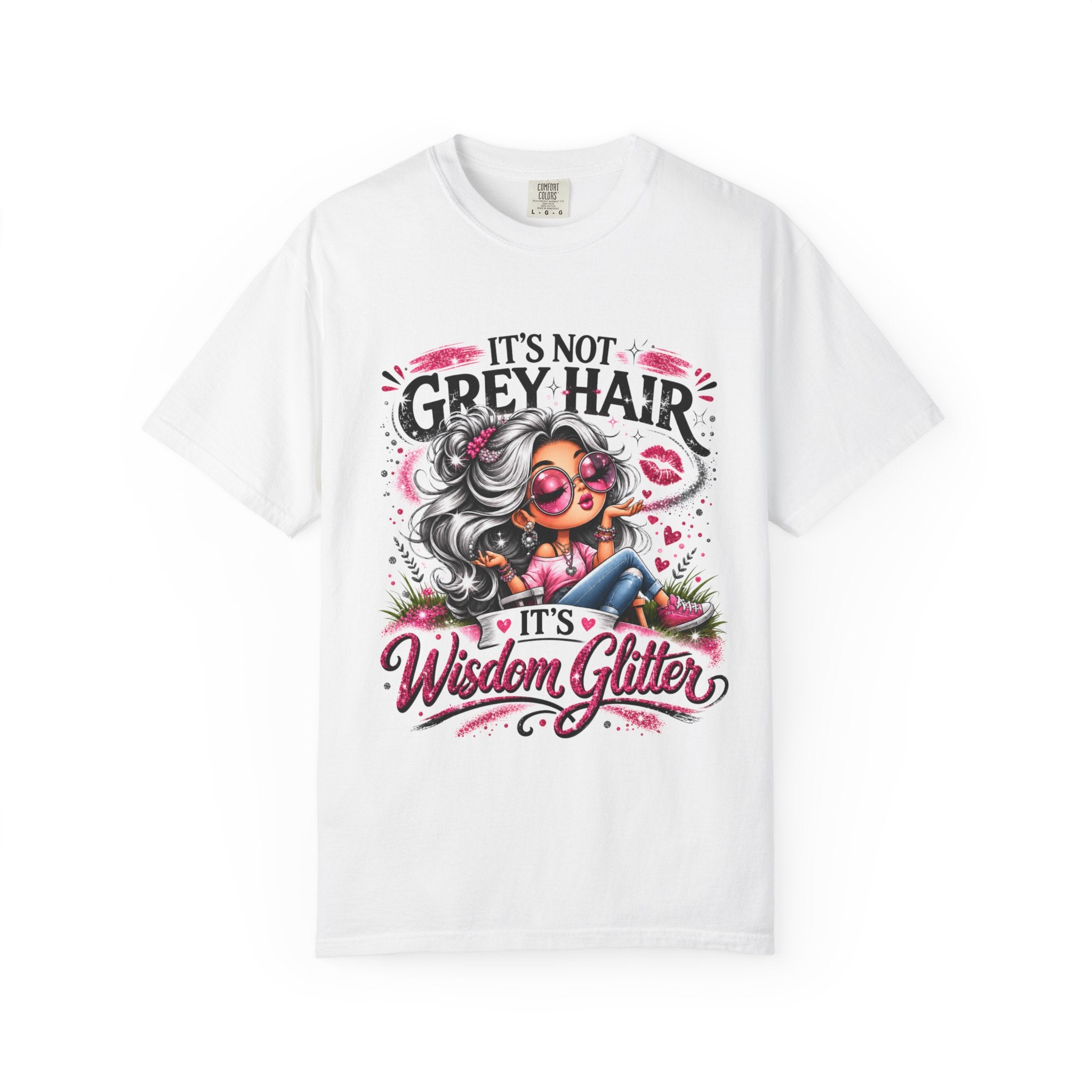 T-Shirt Its Not Grey Hair Its Wisdom Glitter Graphic Tee