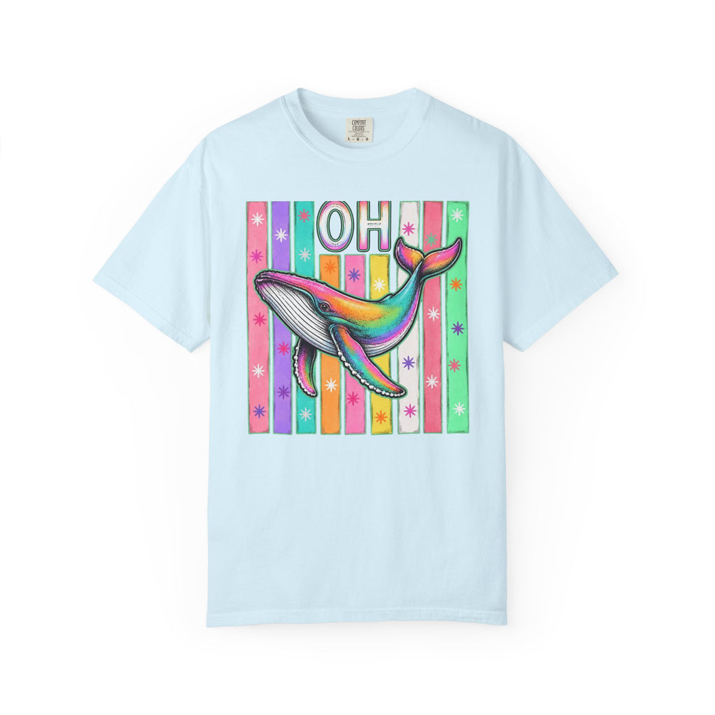 Oh Rainbow Whale T Shirt Retro Striped Graphic Tee