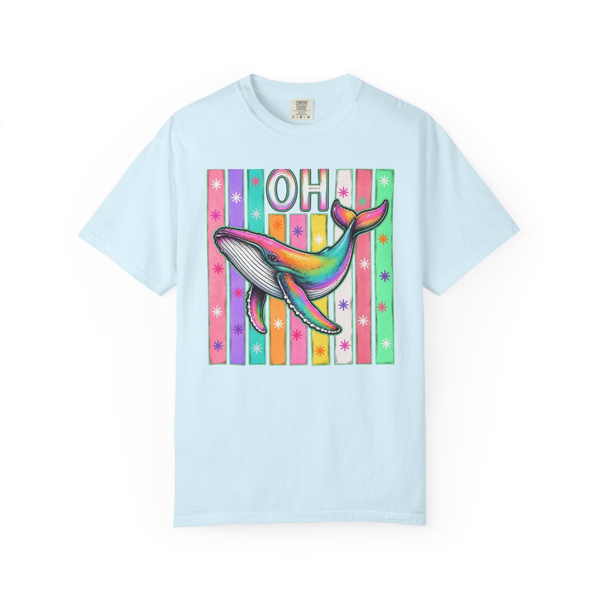 Oh Rainbow Whale T Shirt Retro Striped Graphic Tee