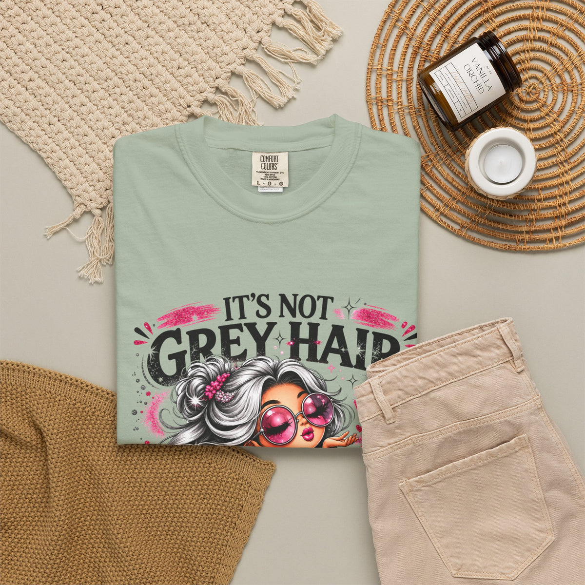 T-Shirt Its Not Grey Hair Its Wisdom Glitter Graphic Tee