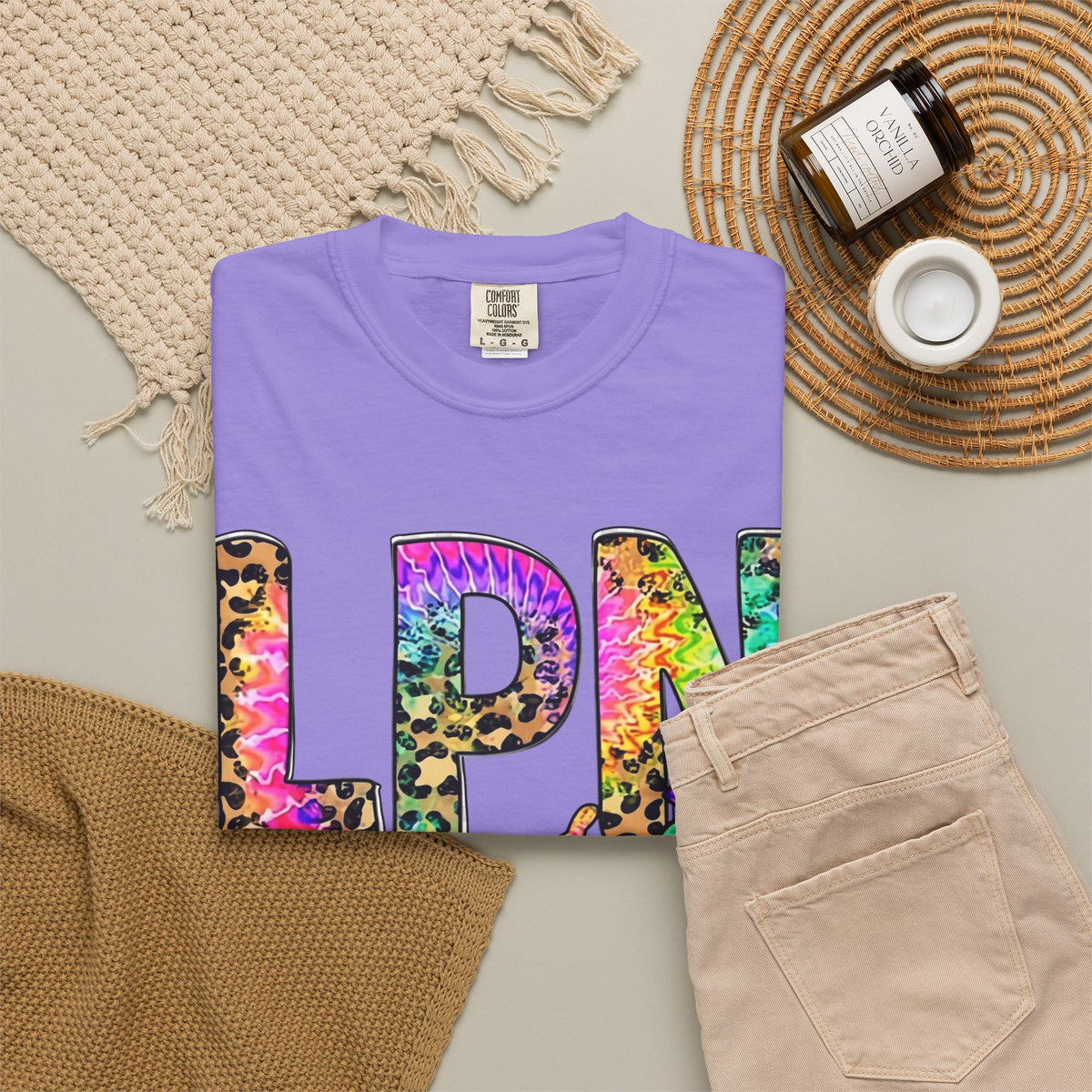 LPN Life T Shirt Colorful Leopard Stethoscope Nursing Tee