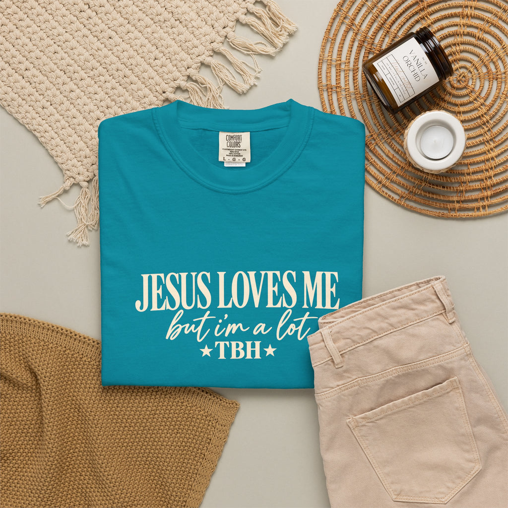 Christian Graphic T Shirt Jesus Loves Me but Im a Lit TBH