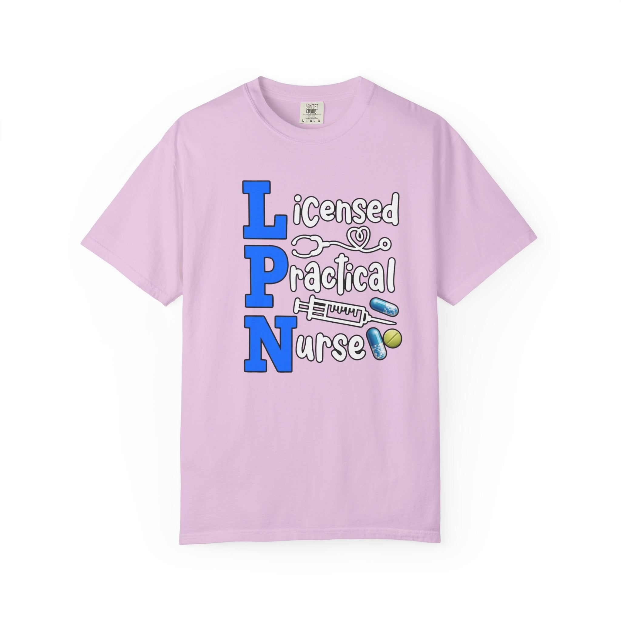 LPN Licensed Practical Nurse Graphic T-Shirt Cute Medical Badge & Pills Design
