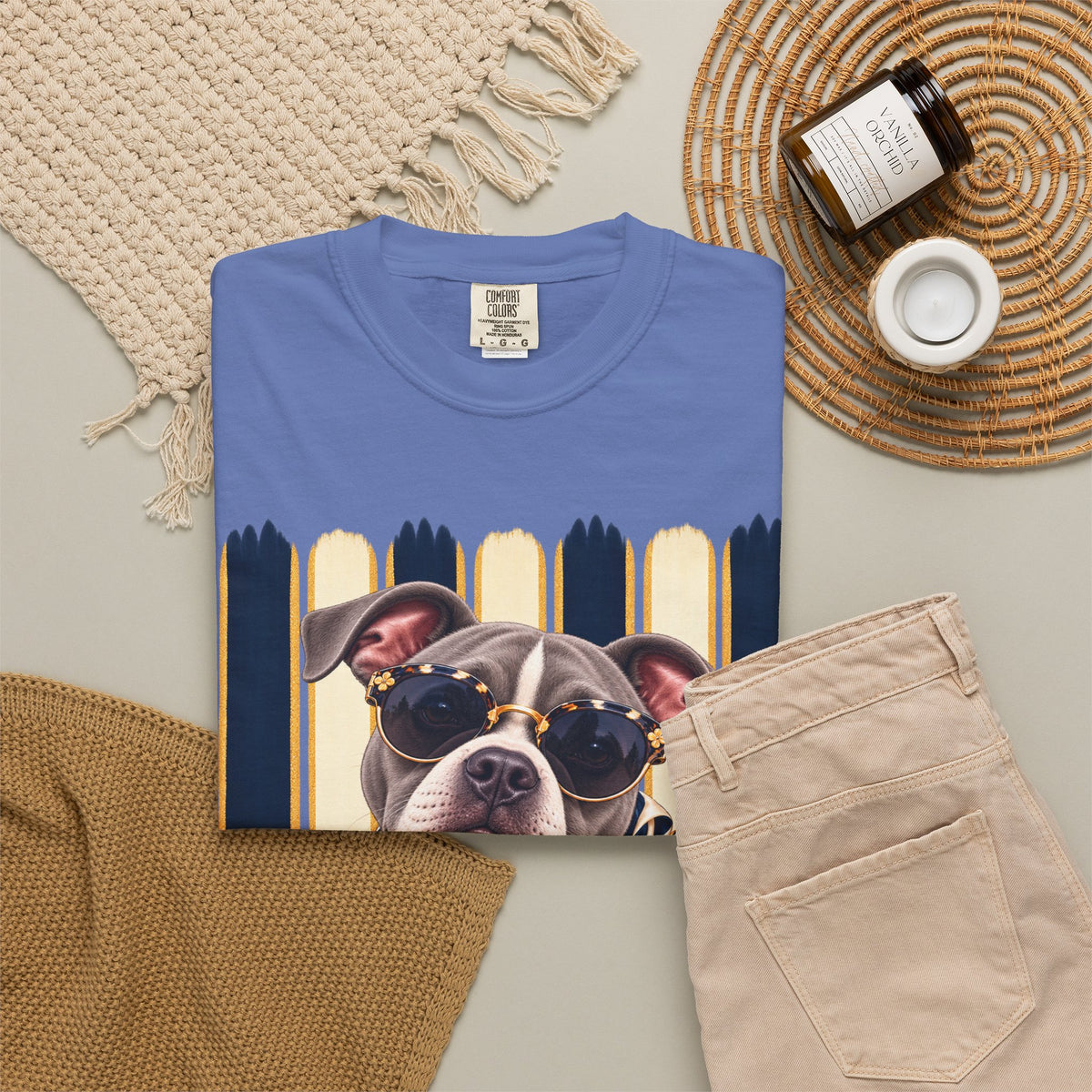 Pitbull Mom Shirt, Blue Gray Pit Bull Comfort Colors Tee, Chic Dog Lover Gift, Boutique Pet Graphic T-Shirt, Artsy Pet Lovers Collection