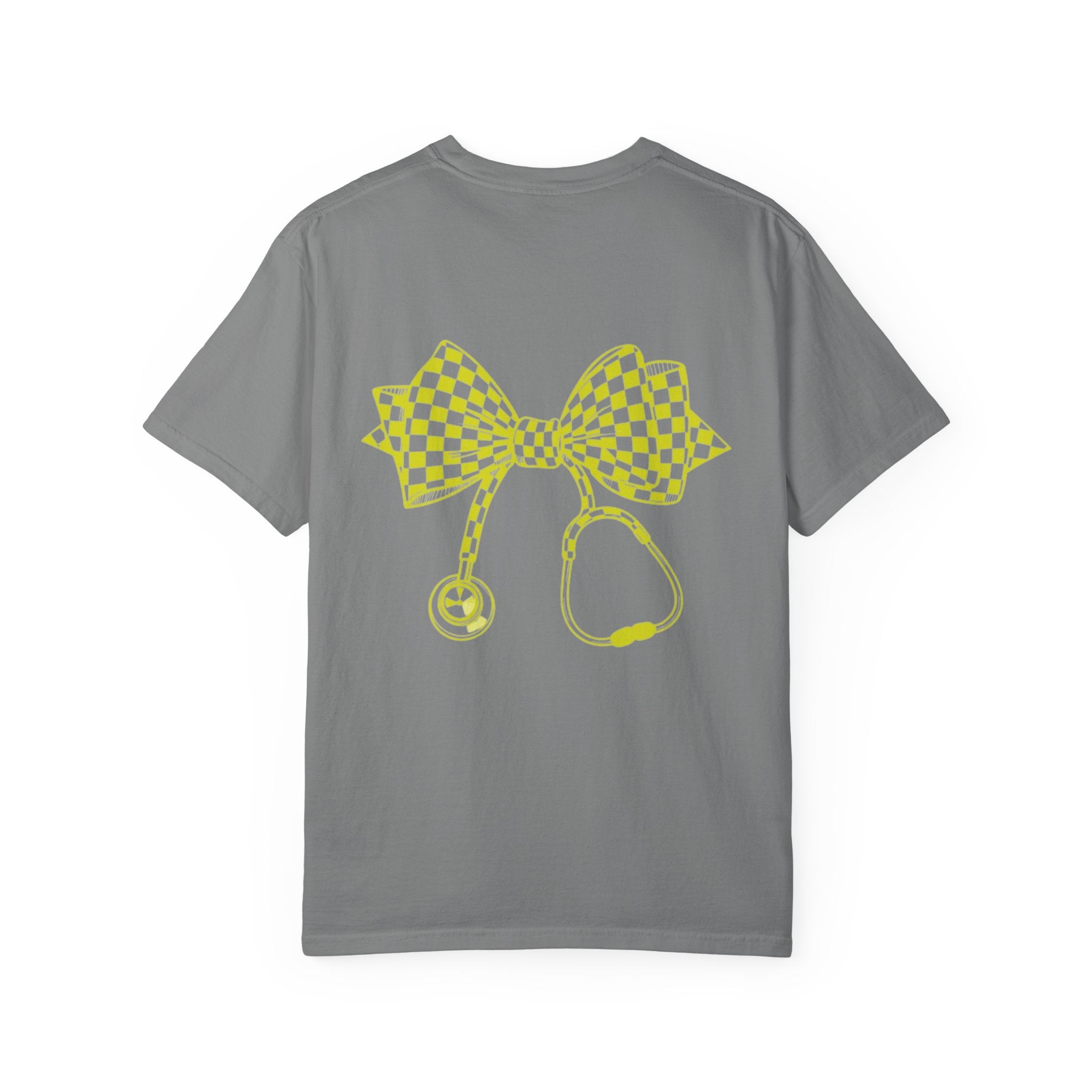 Checkerboard Bow Stethoscope T Shirt Nurse and Medical Student Gift