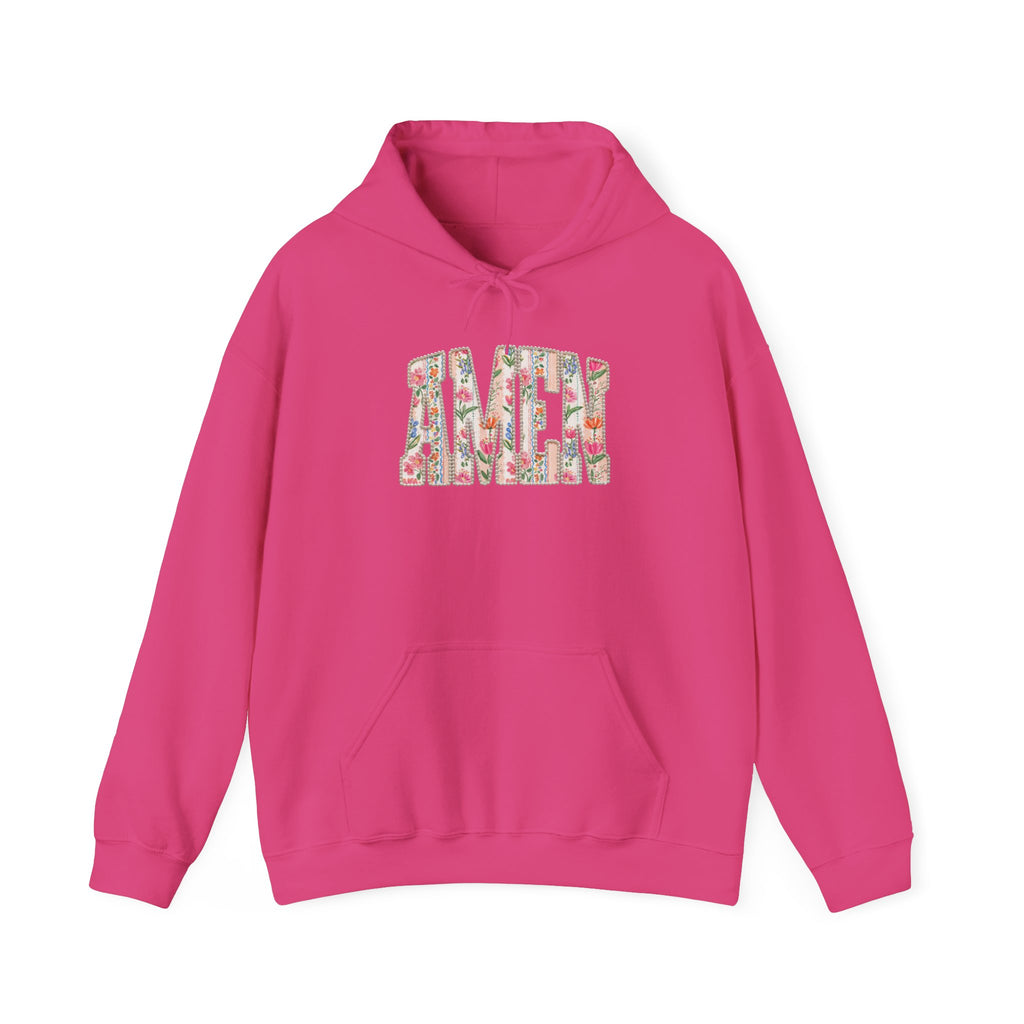 Floral AMEN Hoodie, Christian Faith Sweatshirt, Colorful Floral Religious Hoodie, Inspirational Christian Gift for Women
