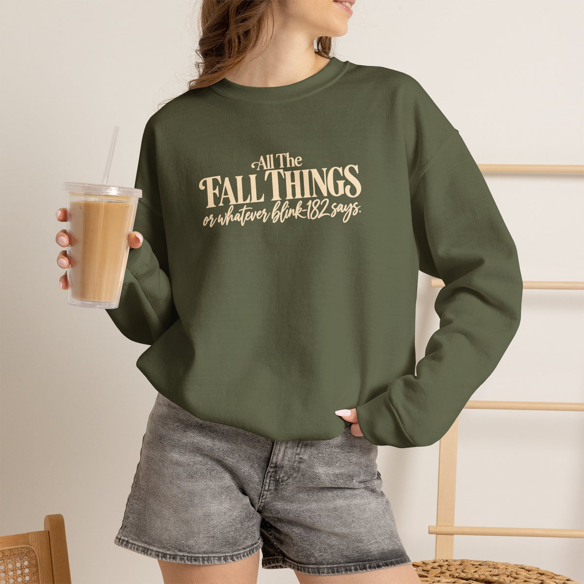Crewneck Sweatshirt All the Fall Things Minimal Cream Script Inspirational Pullover