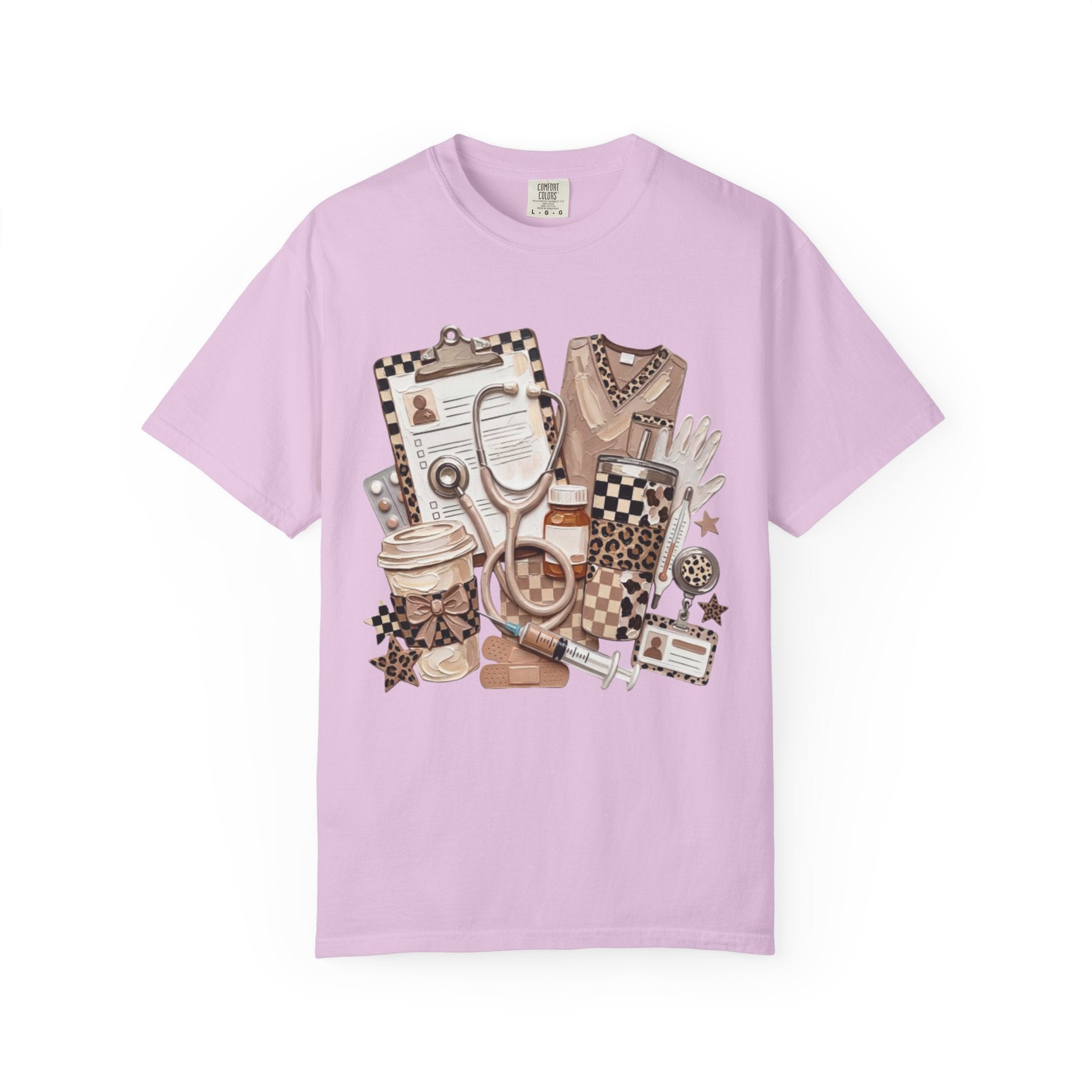 Nurse Essentials Graphic T Shirt Medical Stethoscope Coffee Clipboard Design
