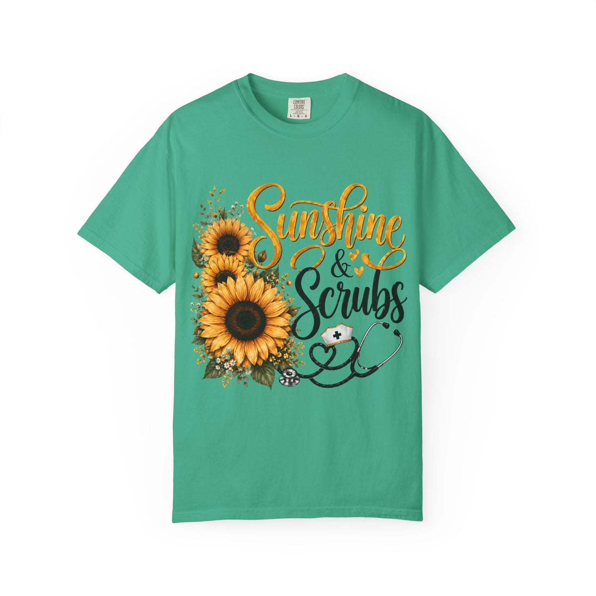 Sunshine and Scrubs Sunflower Nurse T Shirt