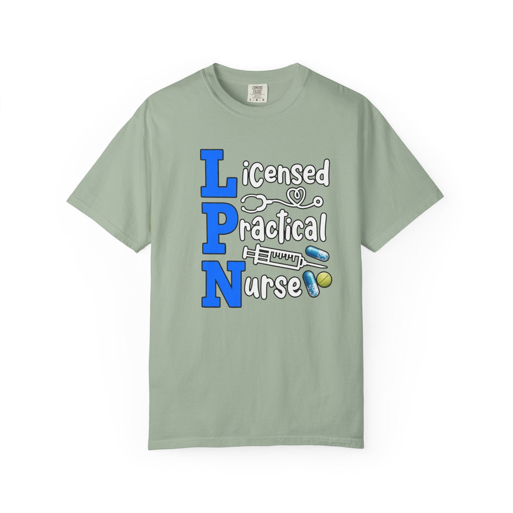 LPN Licensed Practical Nurse Graphic T-Shirt Cute Medical Badge & Pills Design