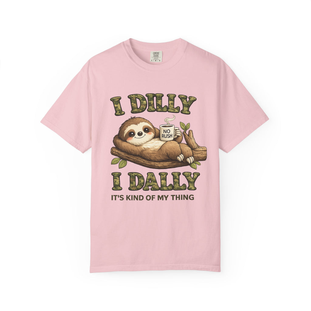 Sloth I Dilly I Dally Relaxed T-Shirt Funny Lazy Day Graphic Tee