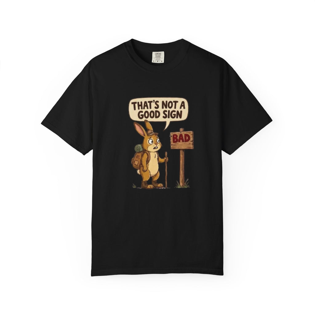 Funny Rabbit T Shirt That’s Not a Good Sign Hiking Bunny Graphic Tee