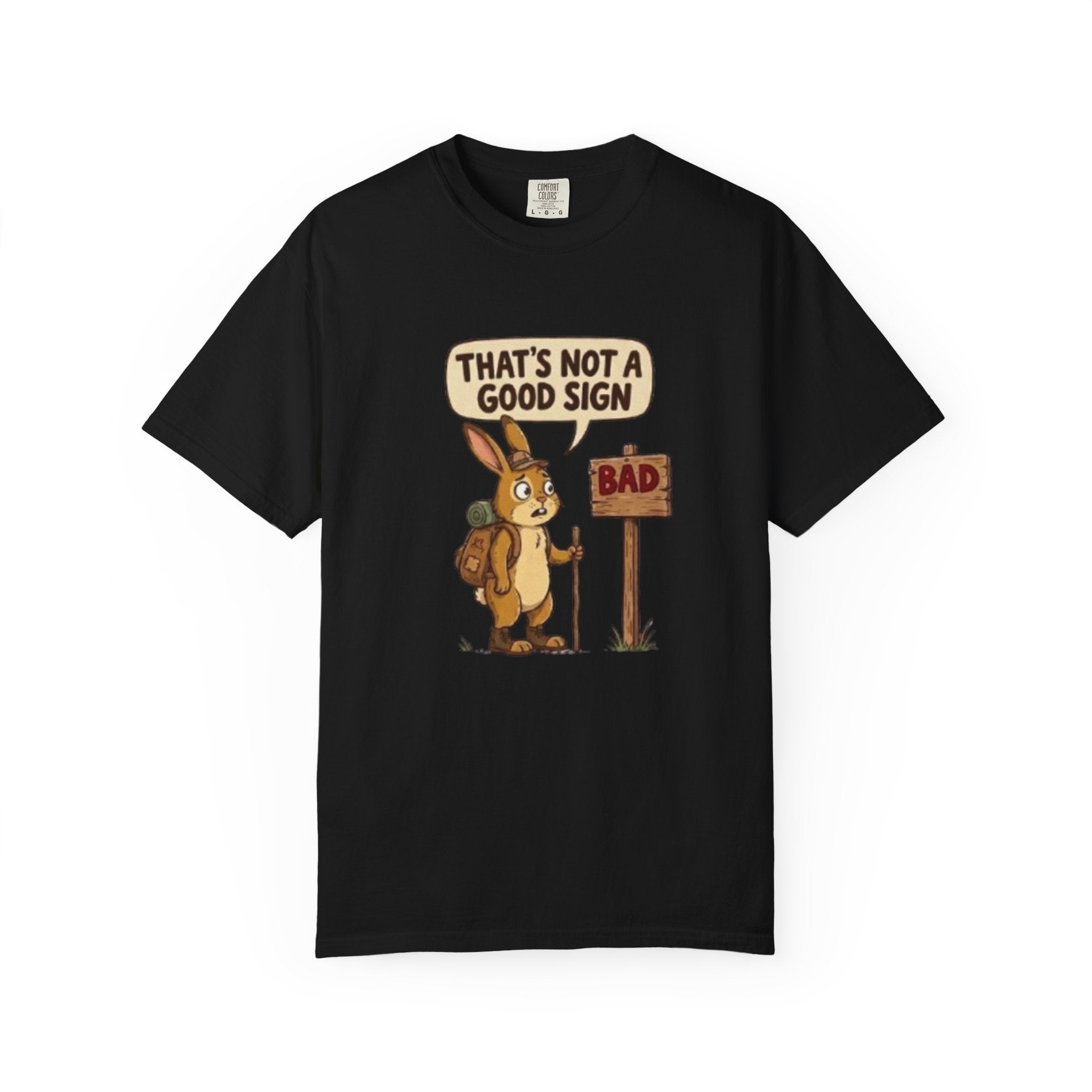 Funny Rabbit T Shirt That’s Not a Good Sign Hiking Bunny Graphic Tee