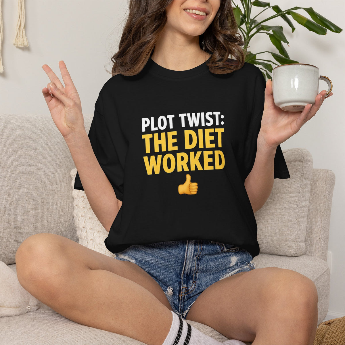 T Shirt The Diet Worked Funny Thumbs-Up Graphic Tee
