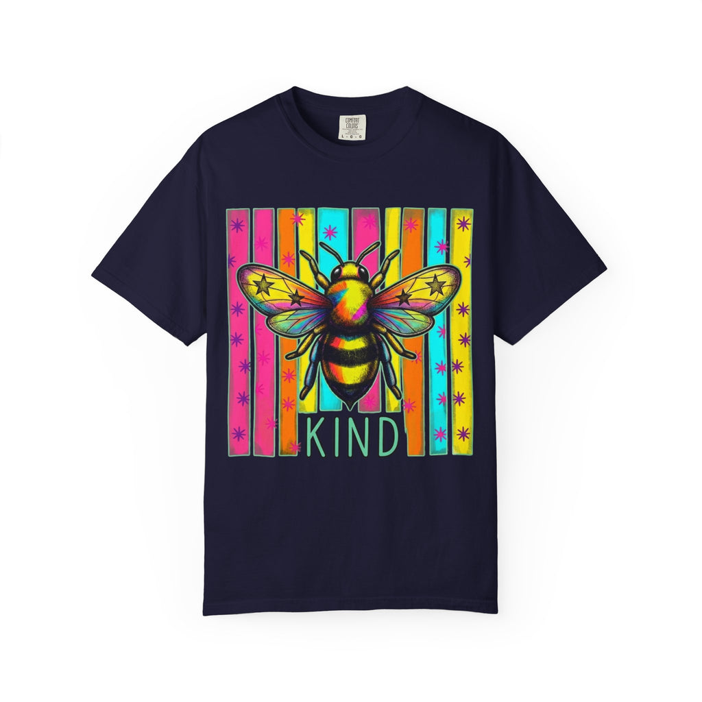 Bee Kind T Shirt Colorful Retro Striped Graphic Tee
