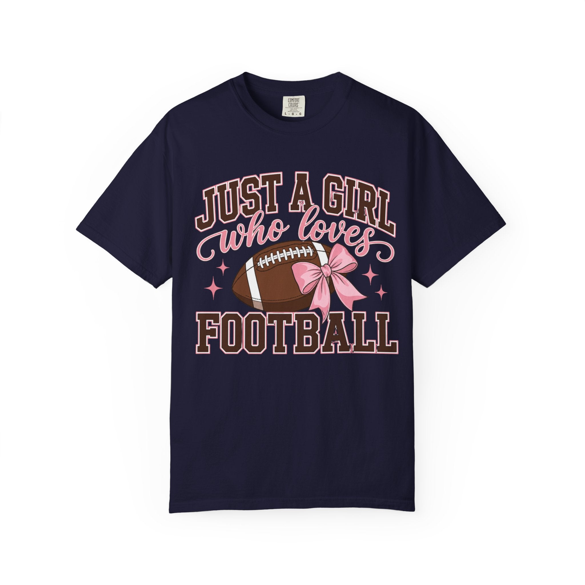Just A Girl Who Loves Football T Shirt Pink Bow Football Tee